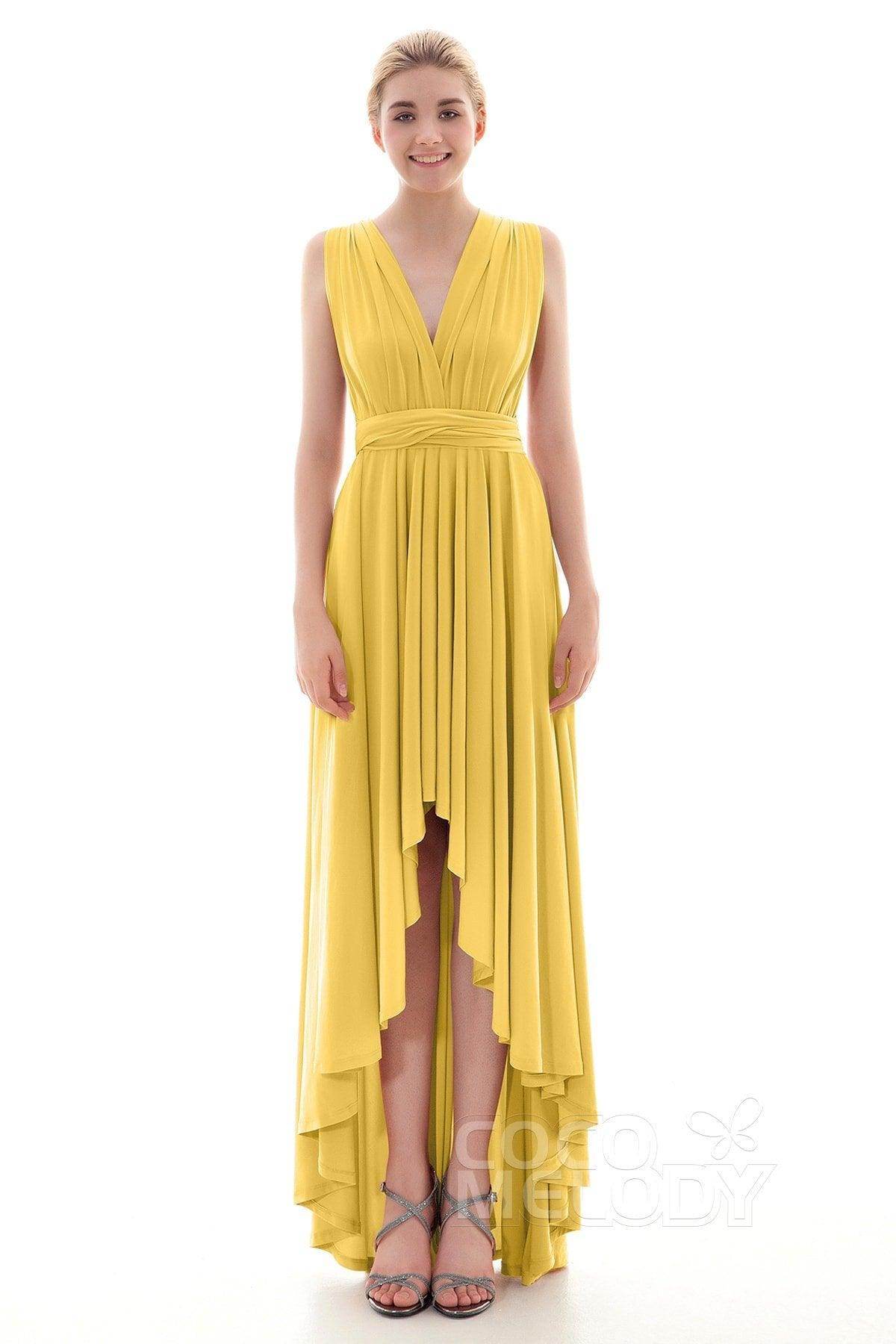 Asymmetrical High-Low Knitted Bridesmaid Dress COED16001 - COCOMELODY