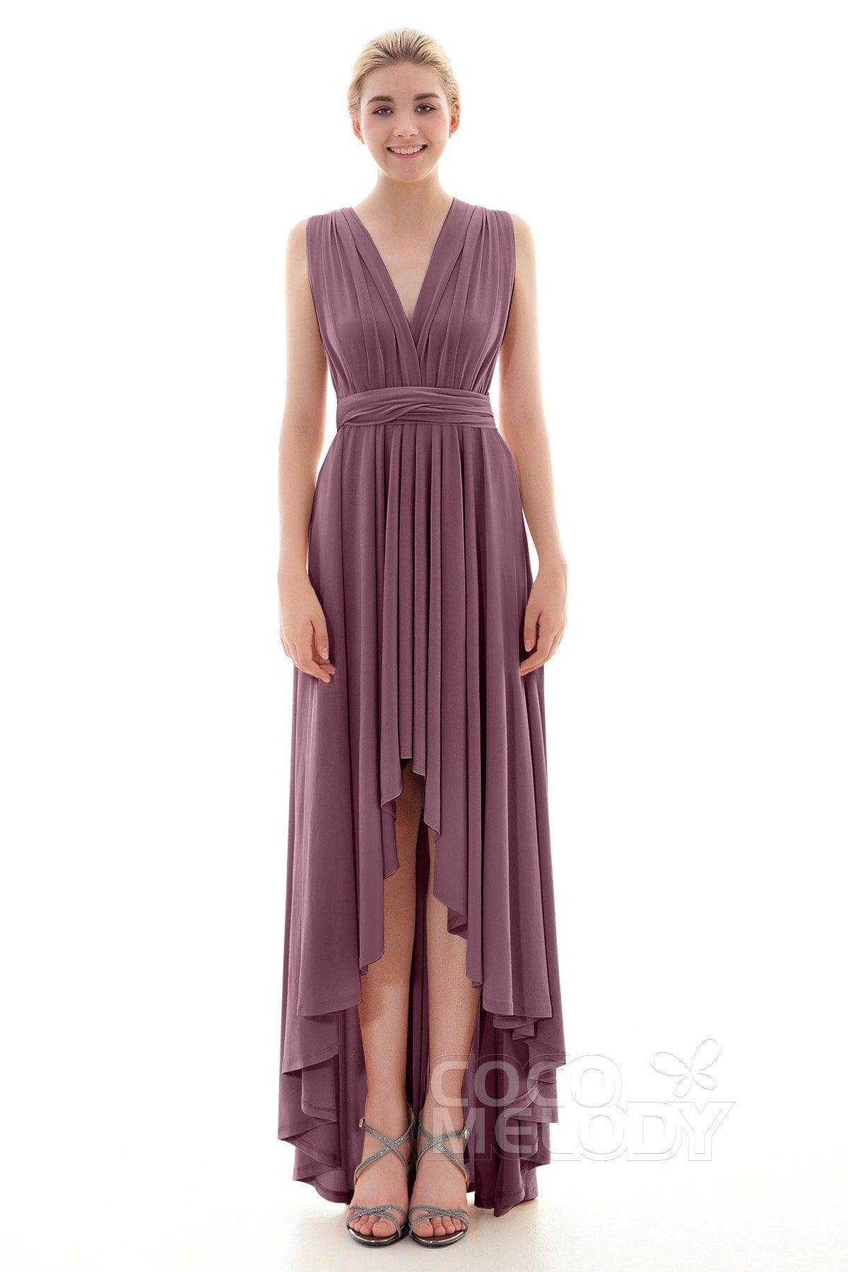 Asymmetrical High-Low Knitted Bridesmaid Dress COED16001 - COCOMELODY