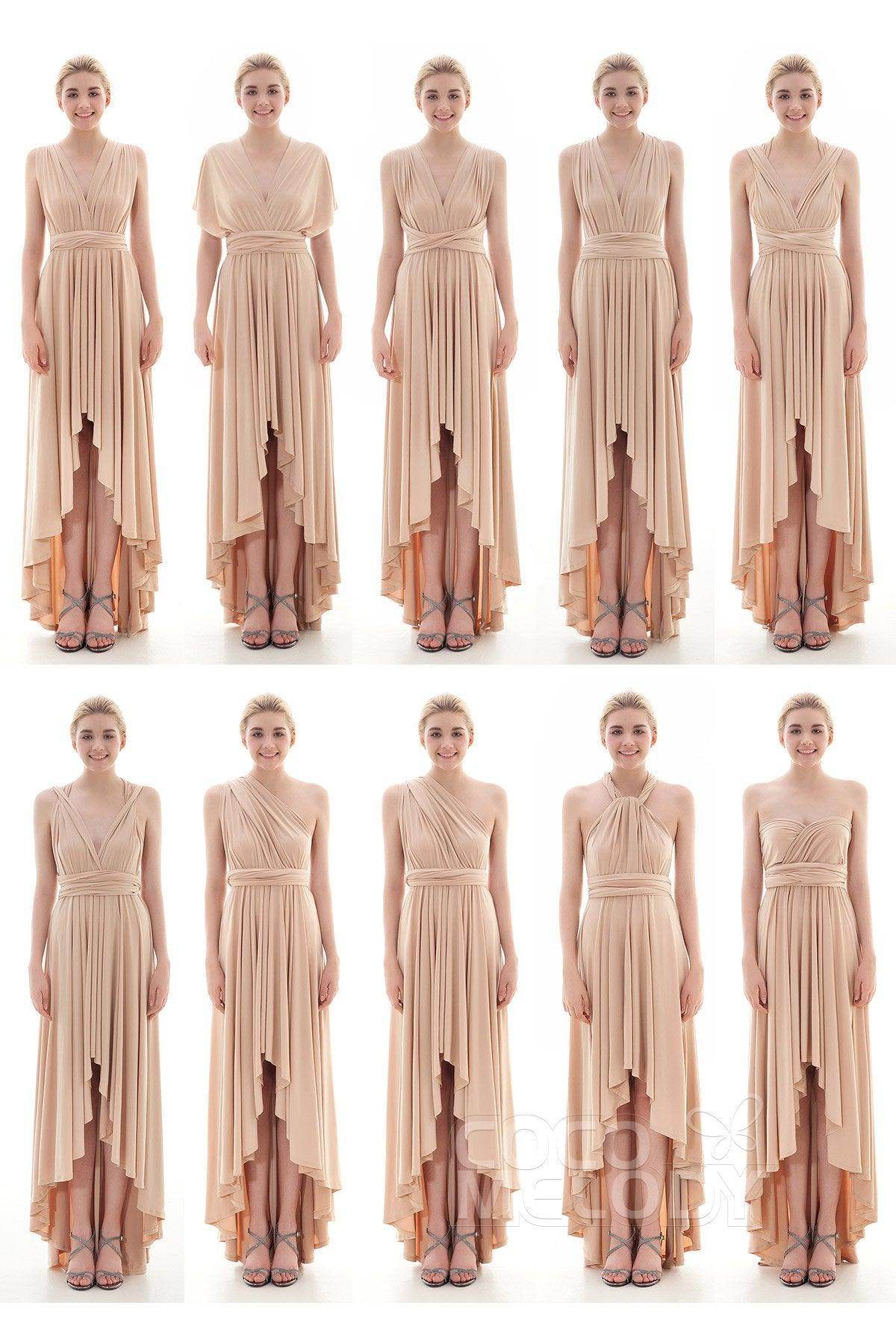 Asymmetrical High-Low Knitted Bridesmaid Dress COED16001 - COCOMELODY