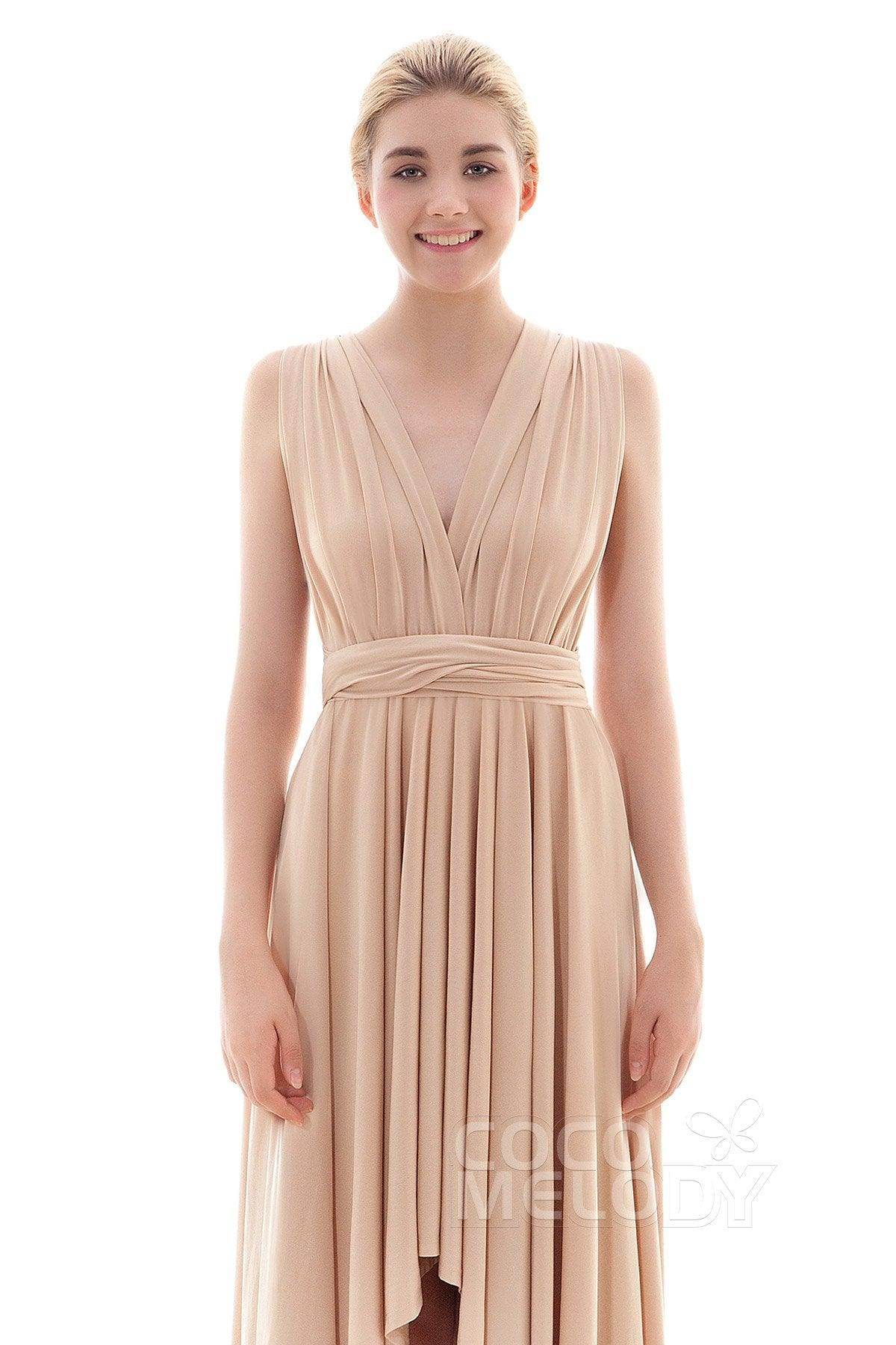 Asymmetrical High-Low Knitted Bridesmaid Dress COED16001 - COCOMELODY