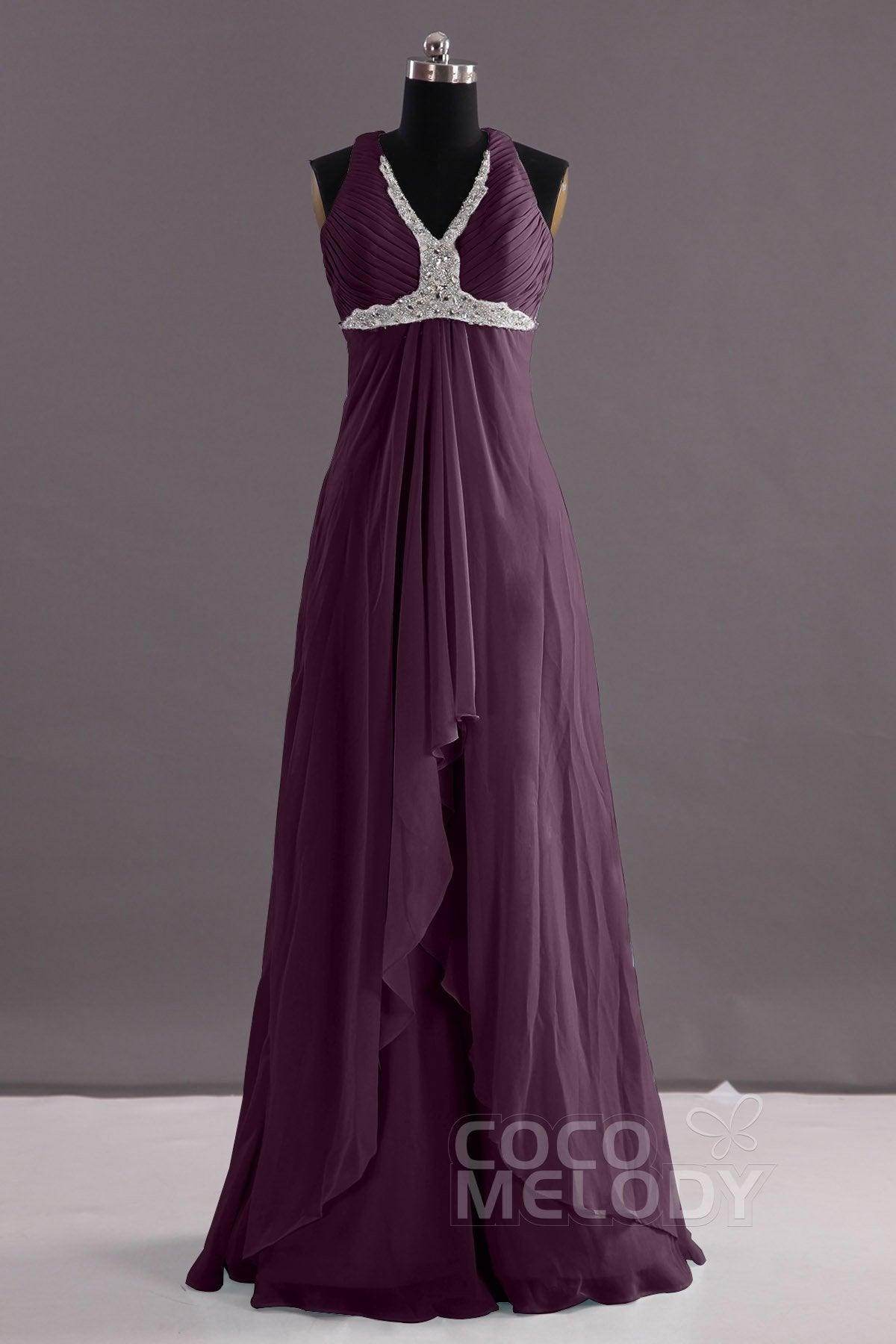 Sheath-Column Floor Length Chiffon Evening Dress COEF14001 - COCOMELODY