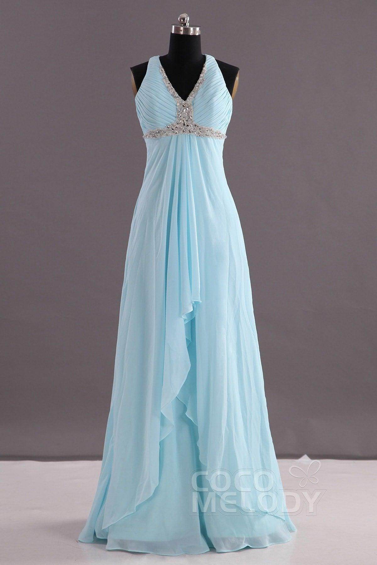 Sheath-Column Floor Length Chiffon Evening Dress COEF14001 - COCOMELODY