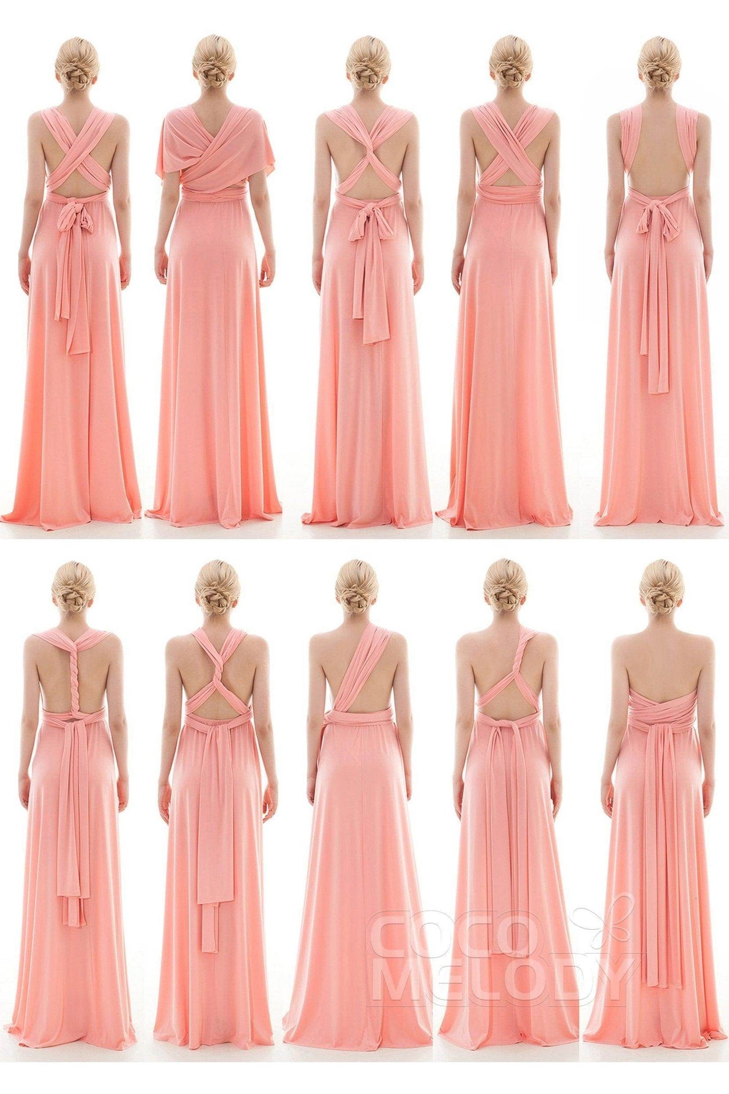 Sheath Floor Length Knitted Bridesmaid Dress COEF16001PS - COCOMELODY