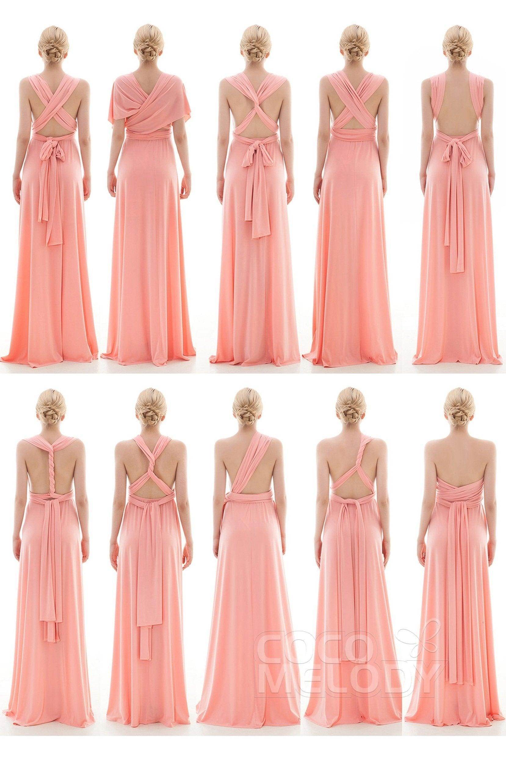 Sheath Floor Length Knitted Bridesmaid Dress COEF16001PS - COCOMELODY