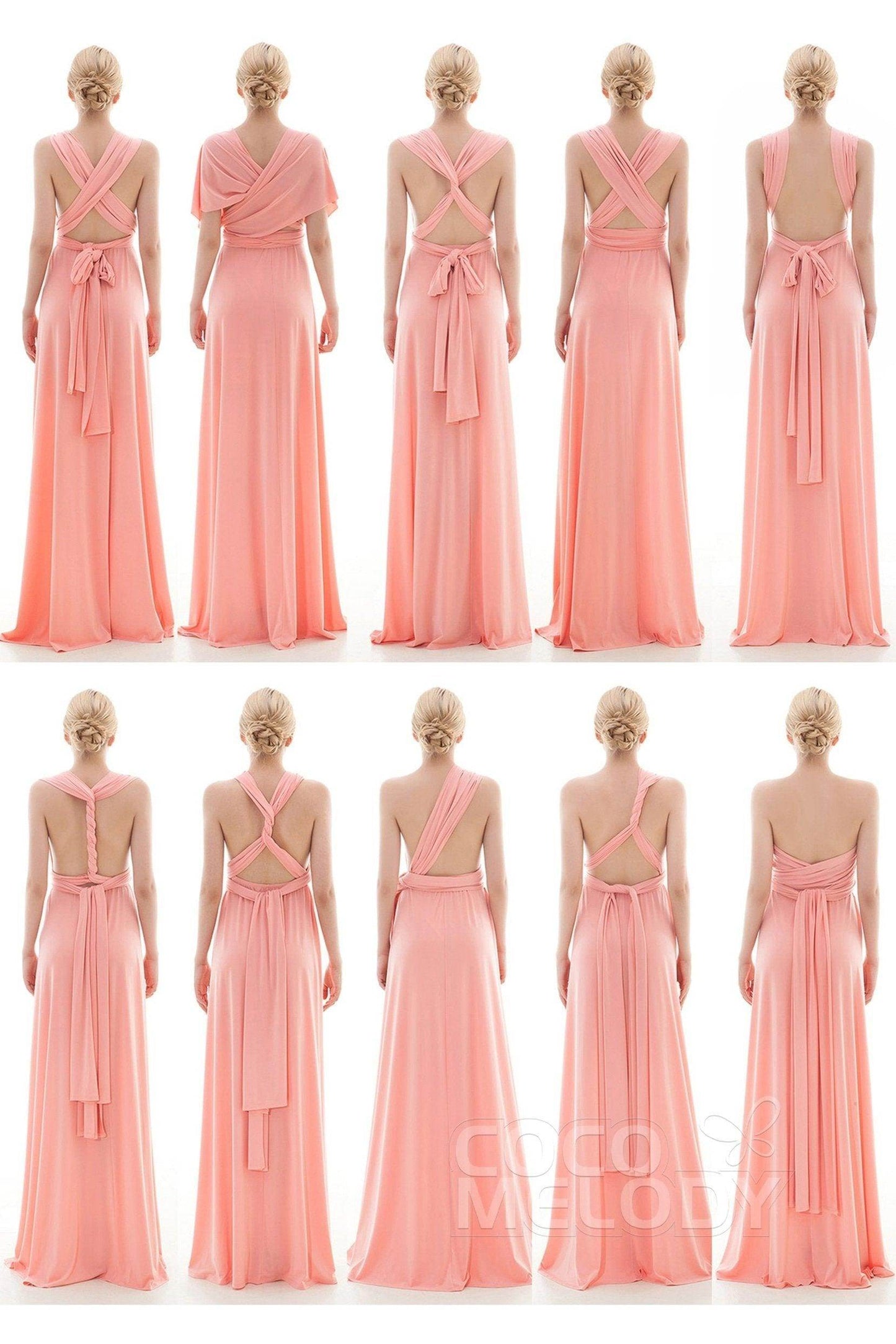 Sheath Floor Length Knitted Bridesmaid Dress COEF16001CR - COCOMELODY