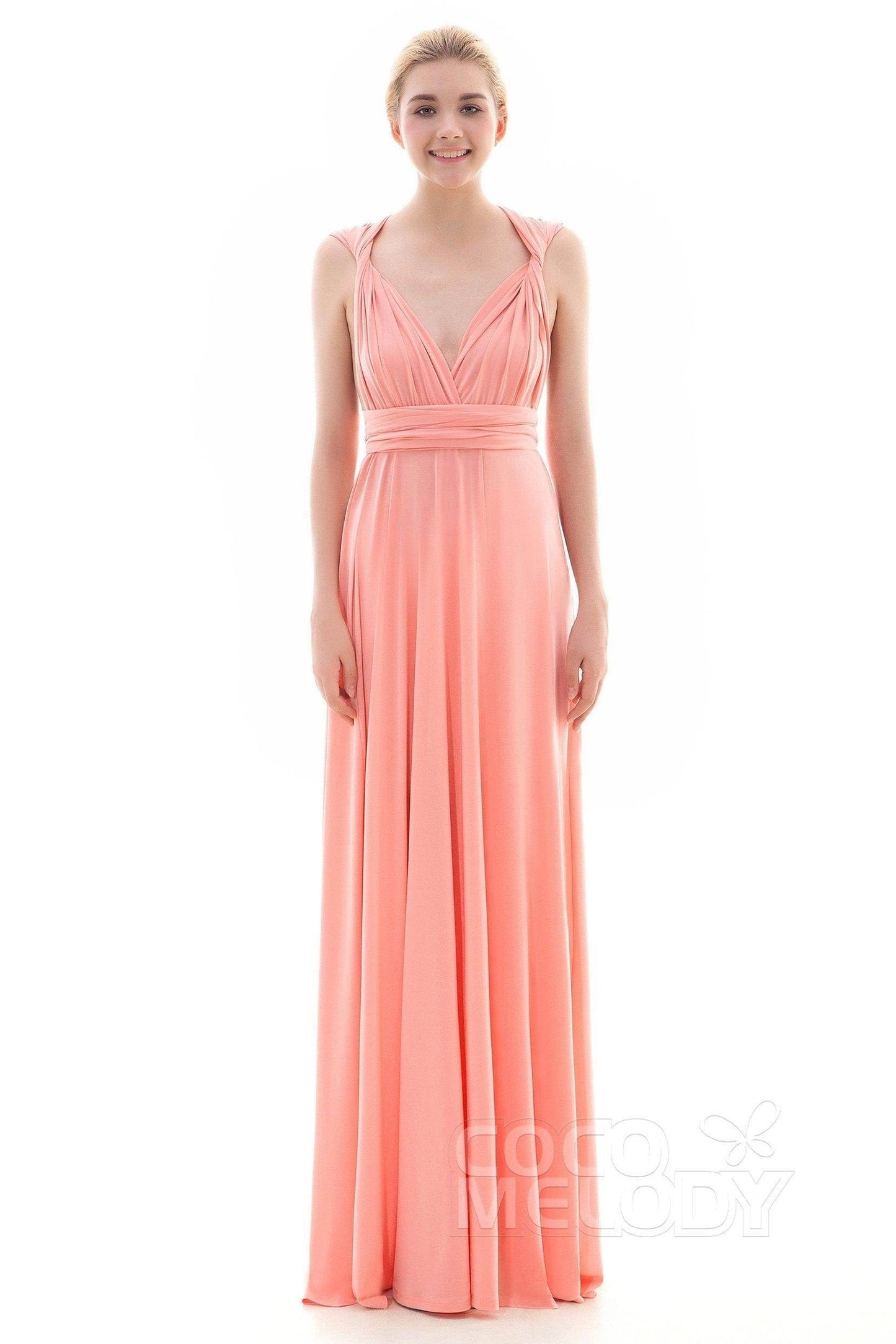 Sheath Floor Length Knitted Bridesmaid Dress COEF16001PS - COCOMELODY