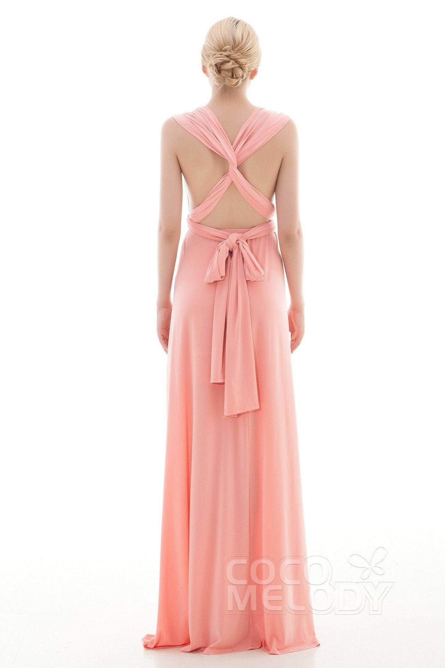 Sheath Floor Length Knitted Bridesmaid Dress COEF16001PS - COCOMELODY