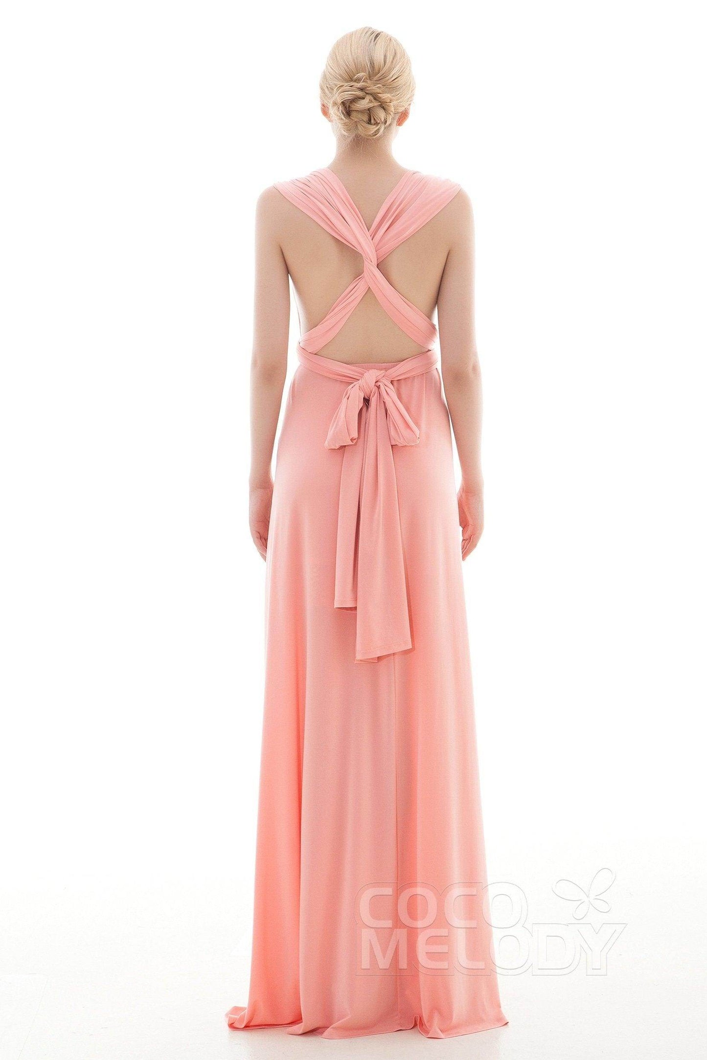 Sheath Floor Length Knitted Bridesmaid Dress COEF16001CR - COCOMELODY
