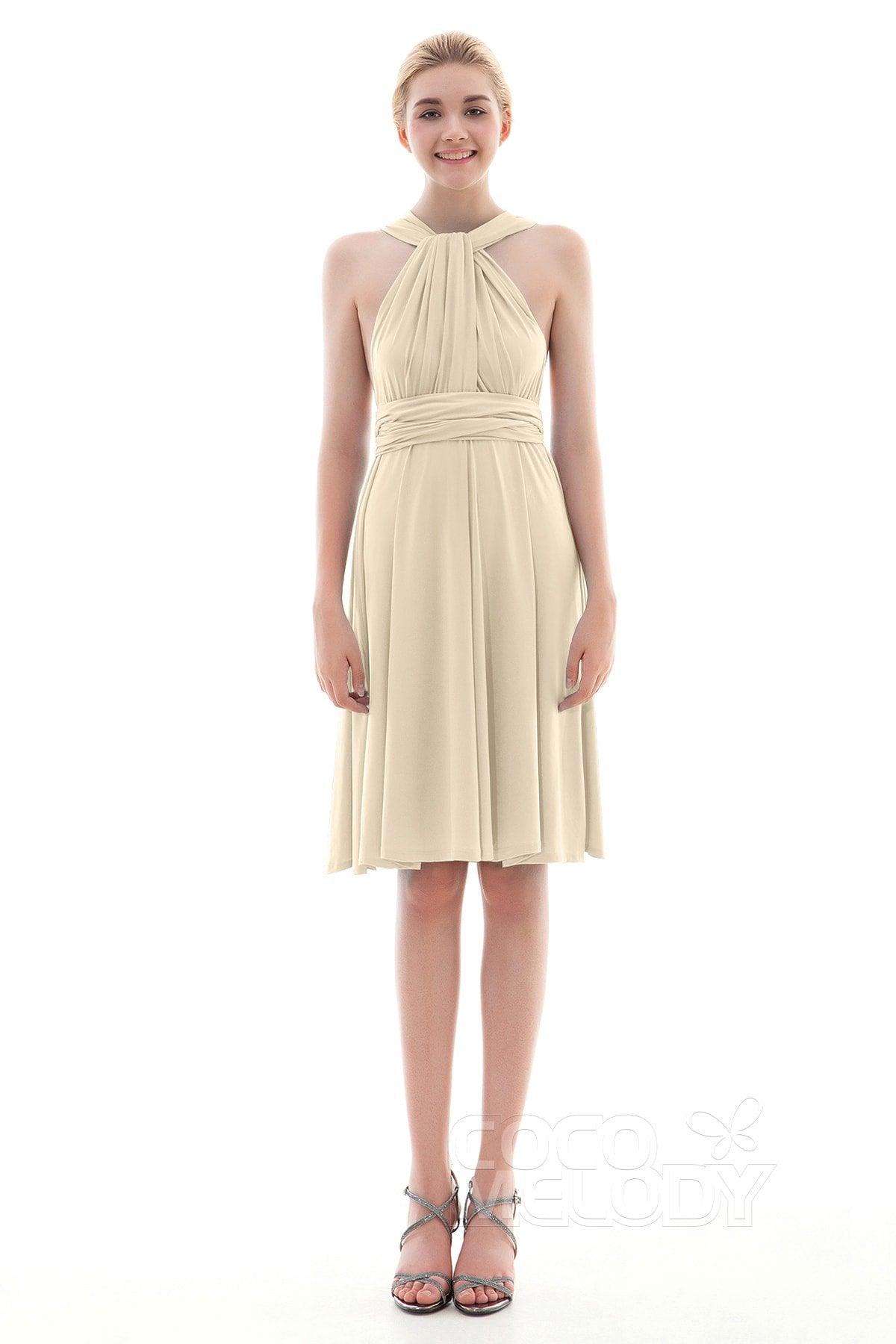 COCOMELODY Sheath Knee Length Knitted Fabric Bridesmaid Dress COEK16002 