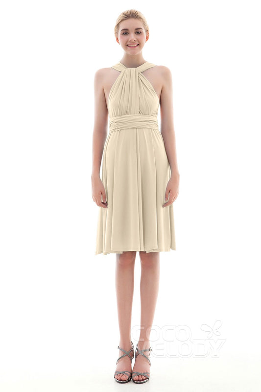 Sheath Knee Length Knitted Fabric Bridesmaid Dress COEK16002