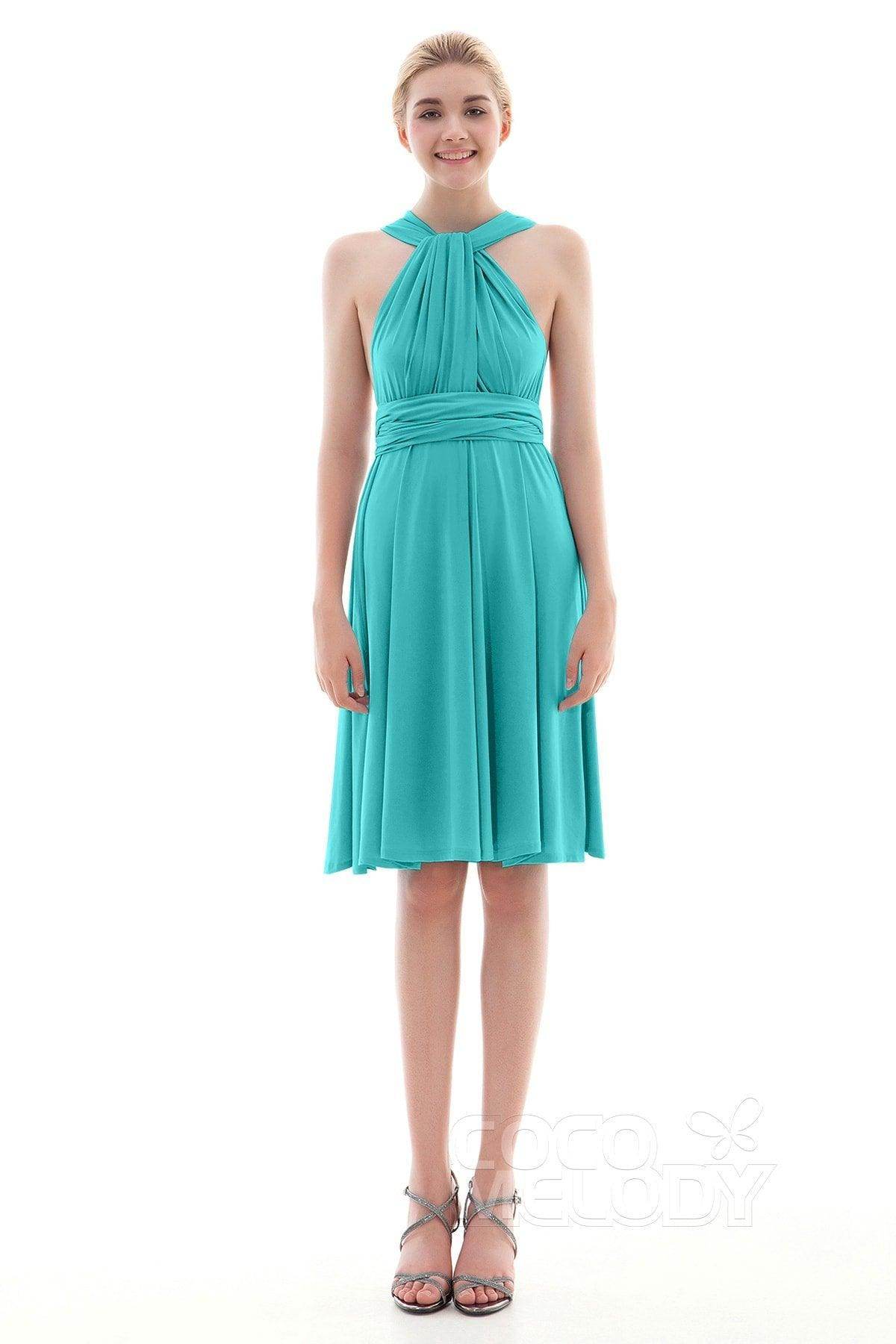 Sheath Knee Length Knitted Fabric Bridesmaid Dress COEK16002 - COCOMELODY