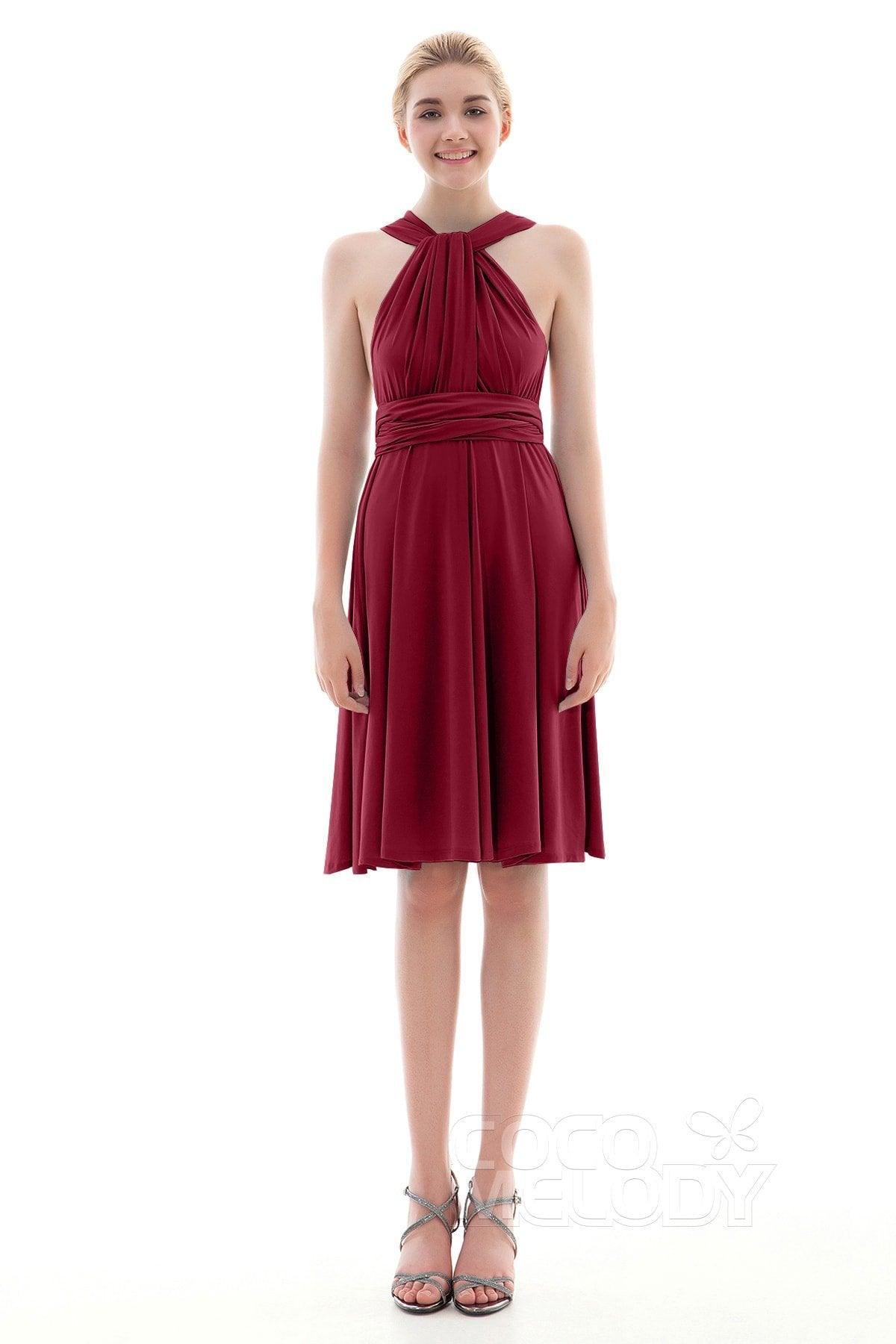 COCOMELODY Sheath Knee Length Knitted Fabric Bridesmaid Dress COEK16002 