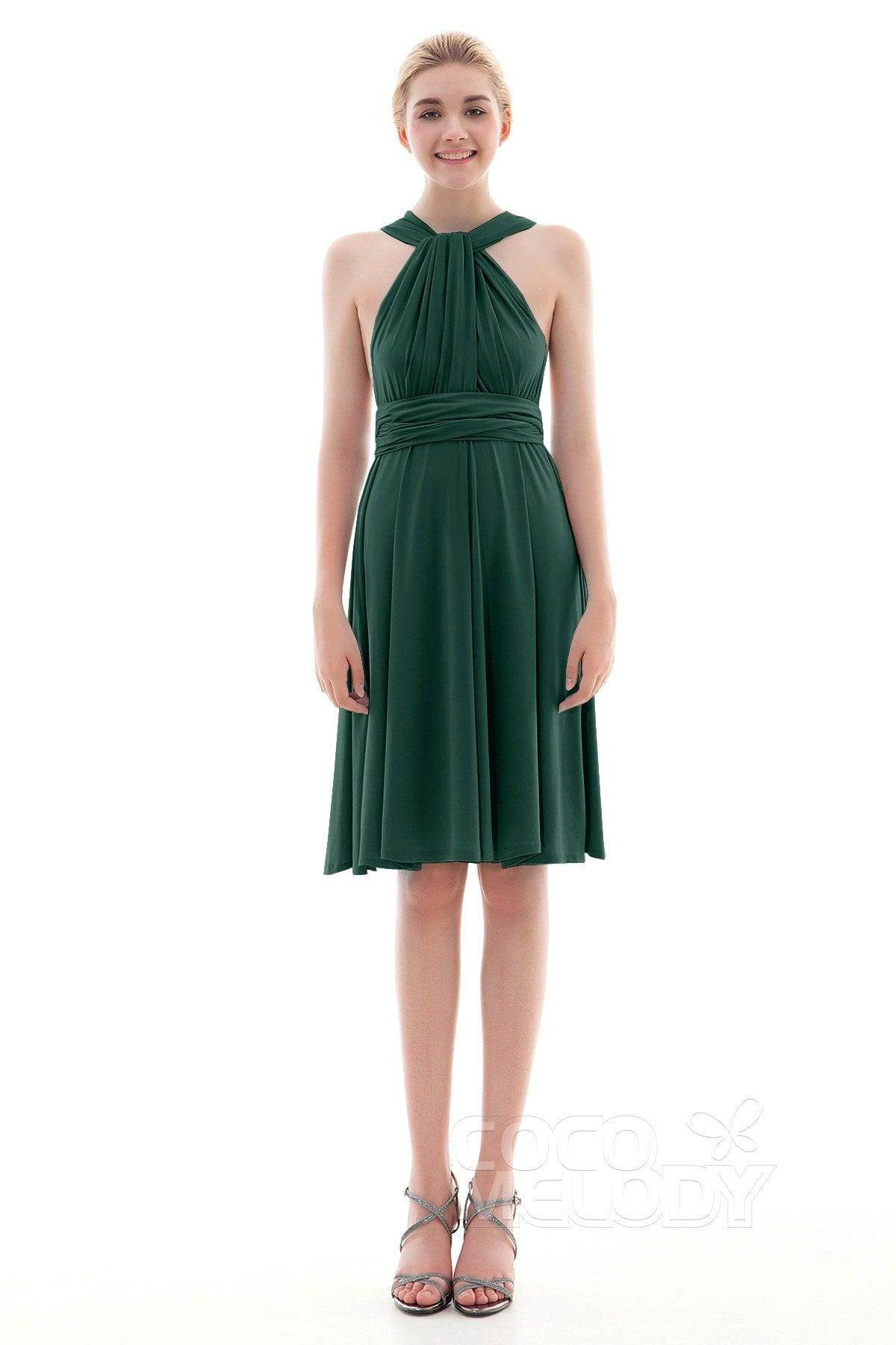 Sheath Knee Length Knitted Fabric Bridesmaid Dress COEK16002 - COCOMELODY