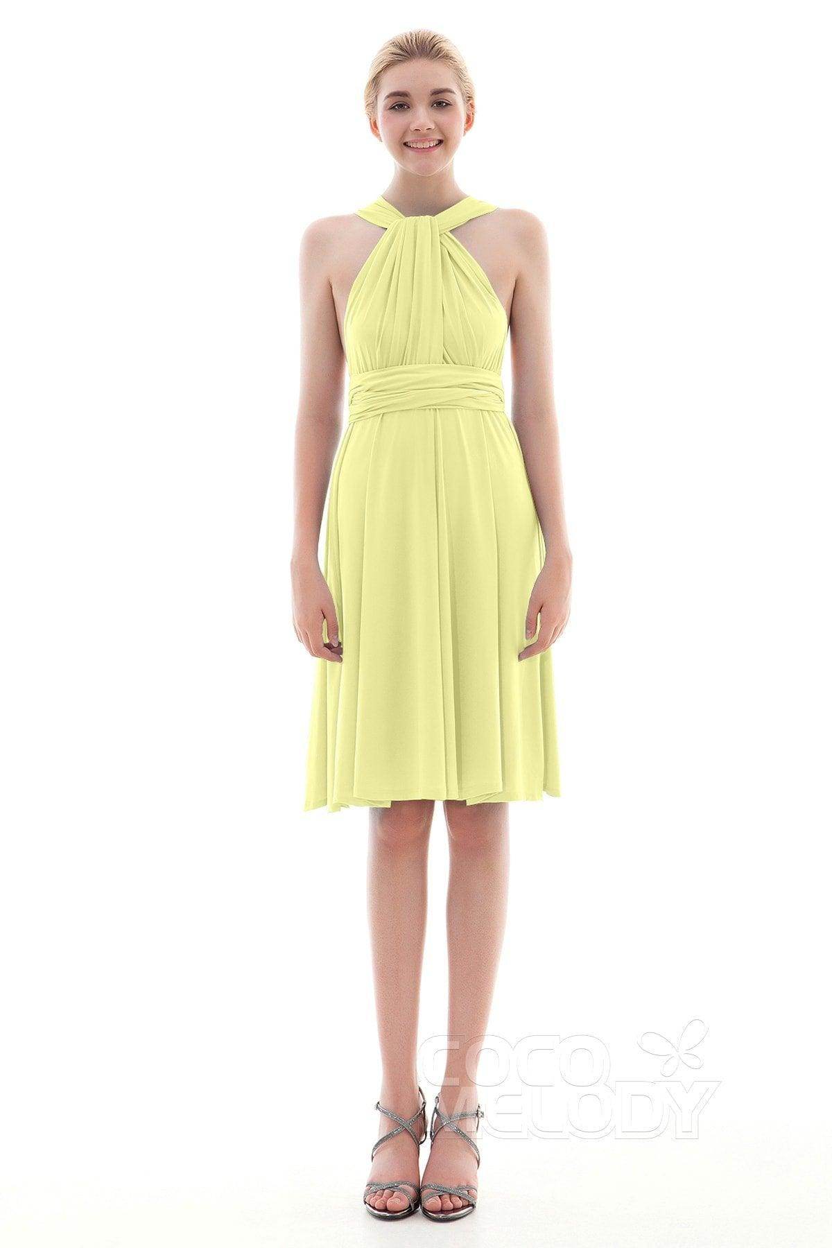 Sheath Knee Length Knitted Fabric Bridesmaid Dress COEK16002 - COCOMELODY
