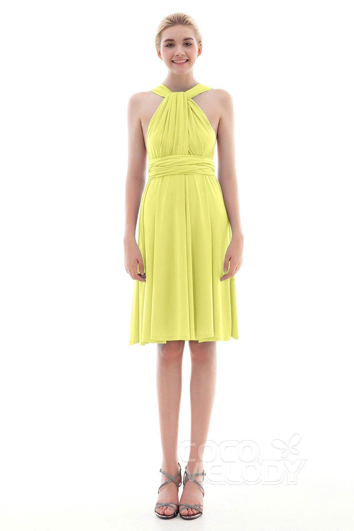 Sheath Knee Length Knitted Fabric Bridesmaid Dress COEK16002 - COCOMELODY