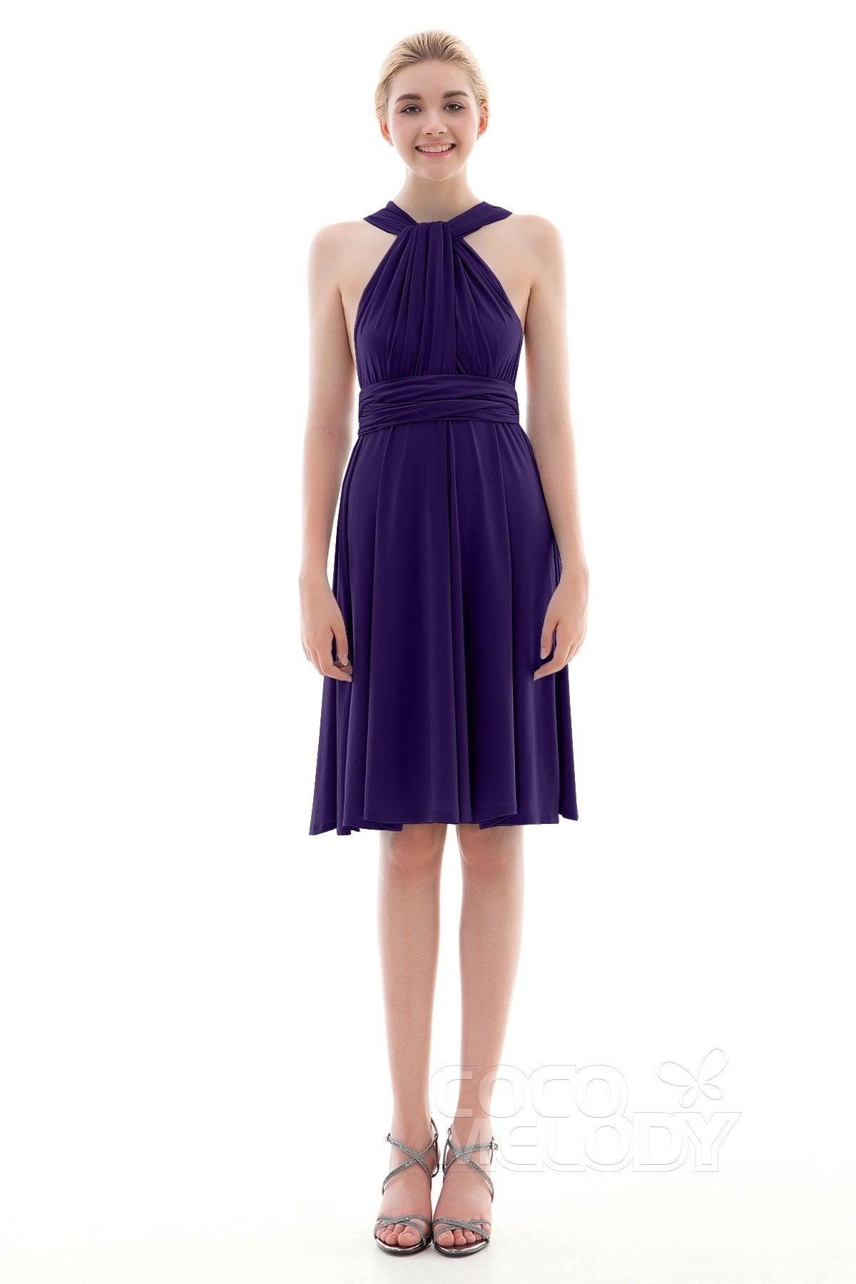 Sheath Knee Length Knitted Fabric Bridesmaid Dress COEK16002 - COCOMELODY