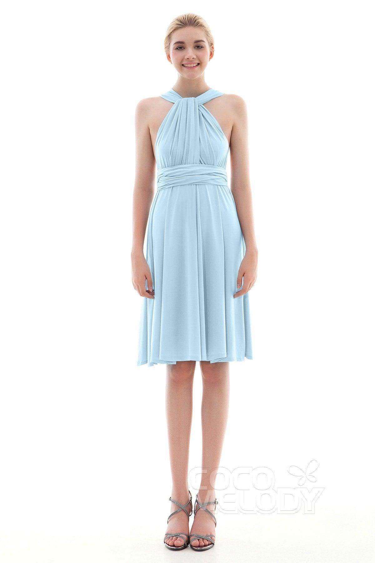 Sheath Knee Length Knitted Fabric Bridesmaid Dress COEK16002 - COCOMELODY