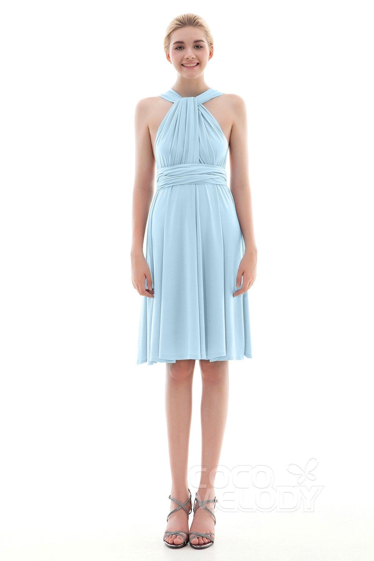 COCOMELODY Sheath Knee Length Knitted Fabric Bridesmaid Dress COEK16002 
