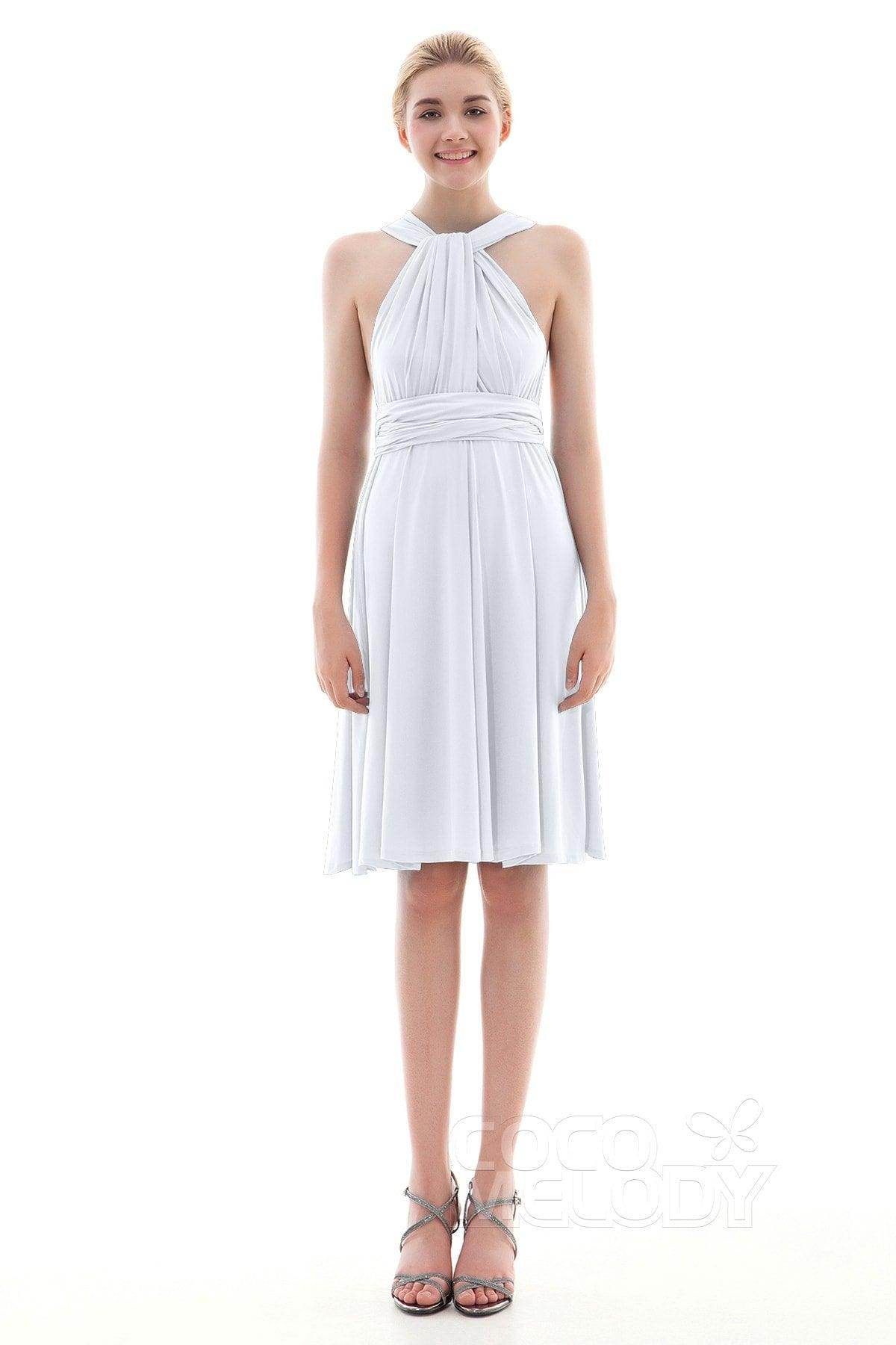 Sheath Knee Length Knitted Fabric Bridesmaid Dress COEK16002 - COCOMELODY