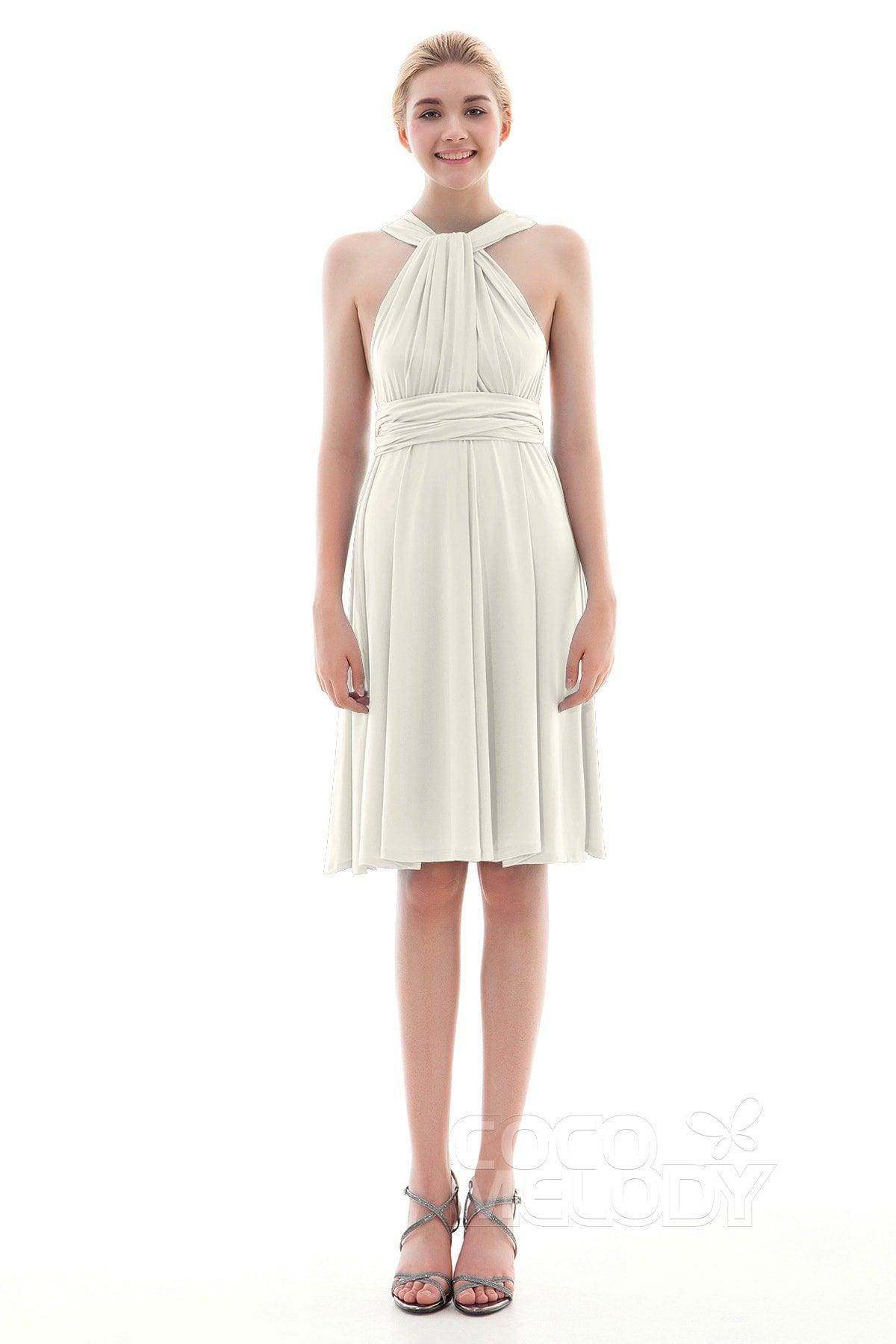 Sheath Knee Length Knitted Fabric Bridesmaid Dress COEK16002 - COCOMELODY