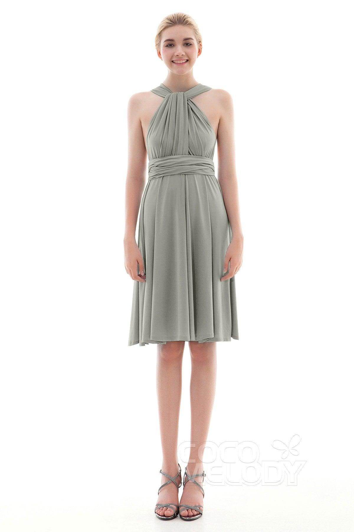 Sheath Knee Length Knitted Fabric Bridesmaid Dress COEK16002 - COCOMELODY