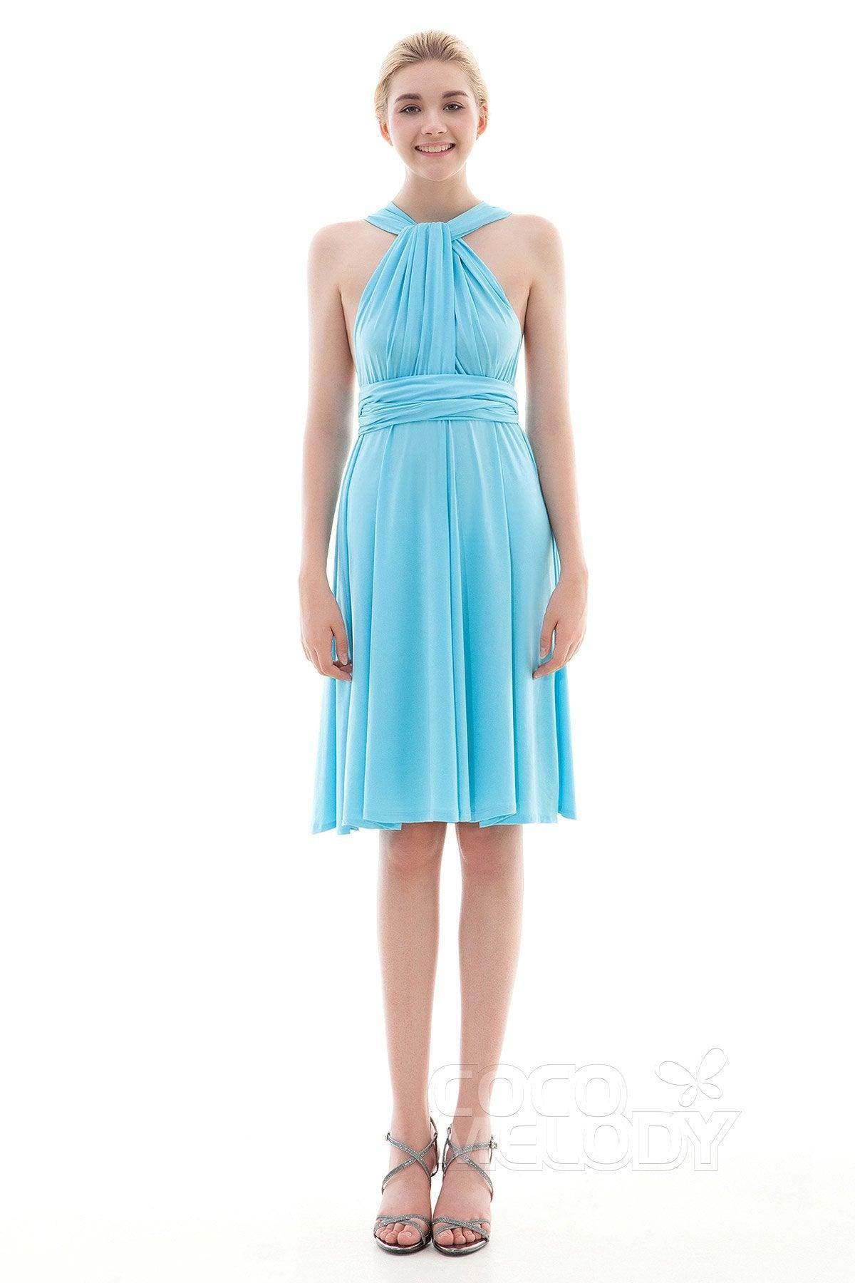 Sheath Knee Length Knitted Fabric Bridesmaid Dress COEK16002 - COCOMELODY