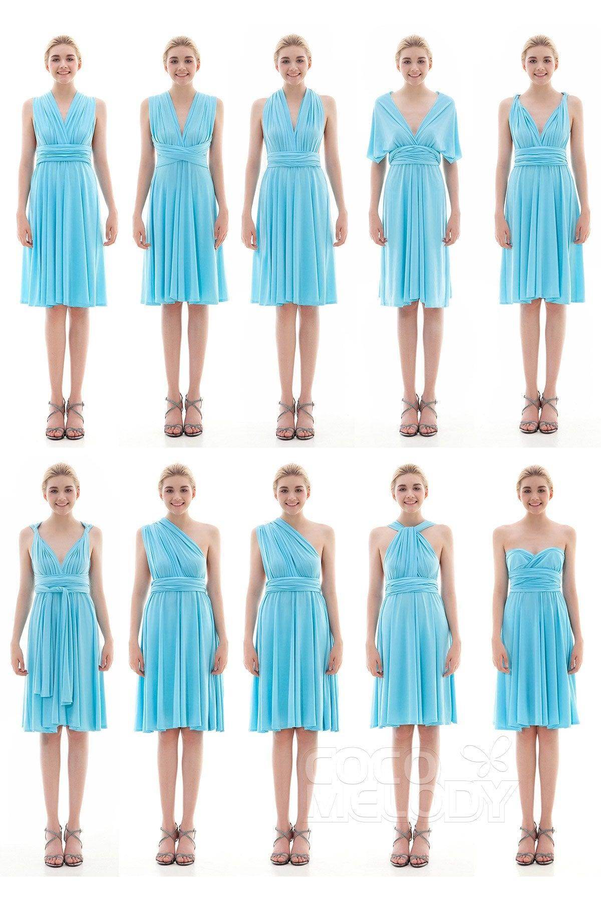 Sheath Knee Length Knitted Fabric Bridesmaid Dress COEK16002 - COCOMELODY
