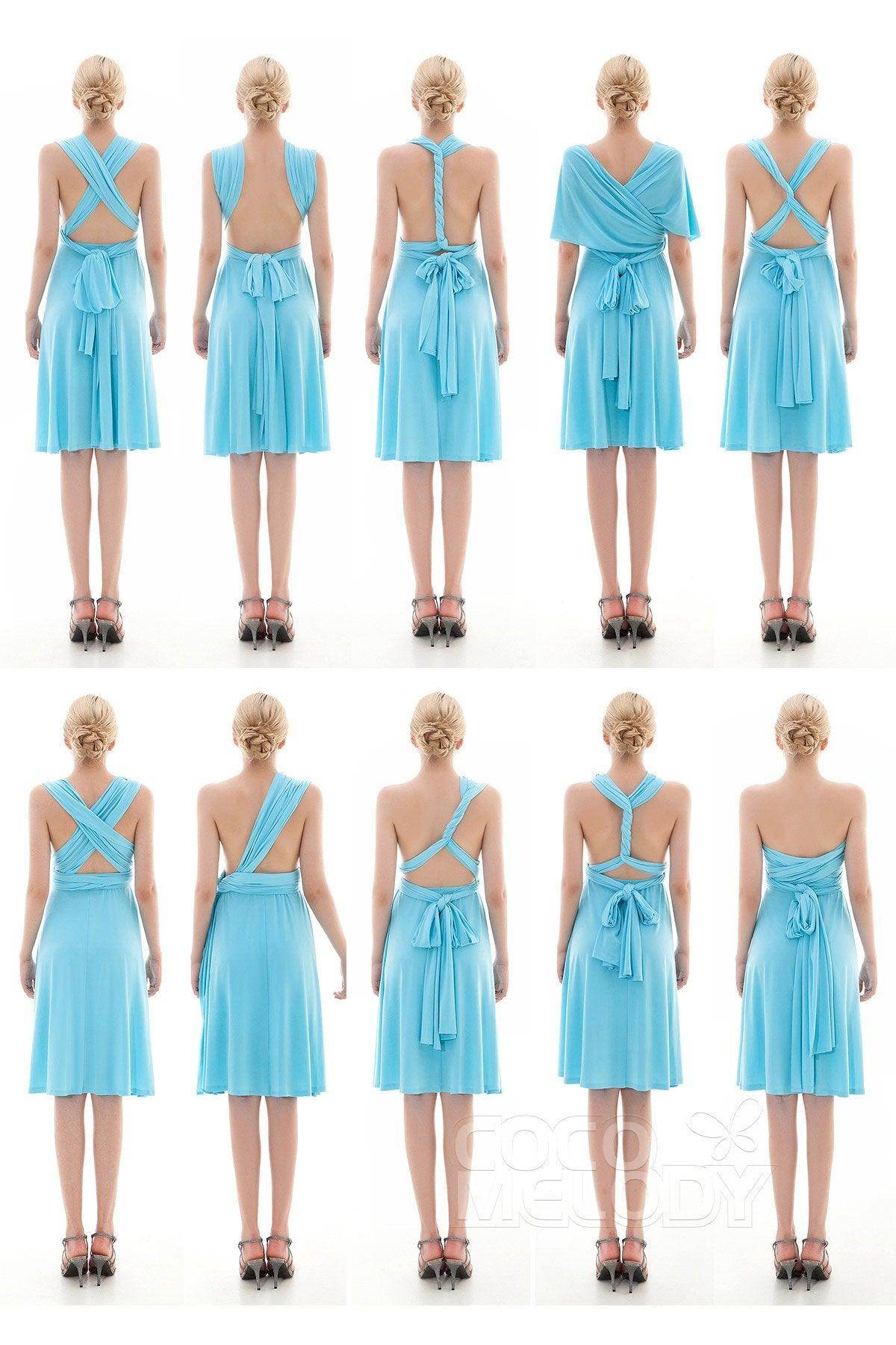 Sheath Knee Length Knitted Fabric Bridesmaid Dress COEK16002 - COCOMELODY