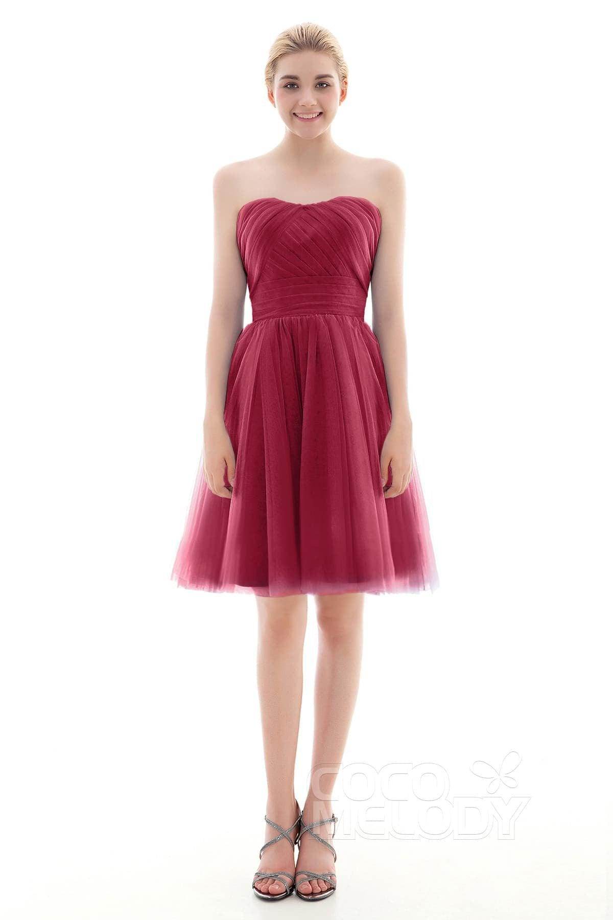 A-Line Short-Mini Tulle Bridesmaid Dress COLM16001 - COCOMELODY