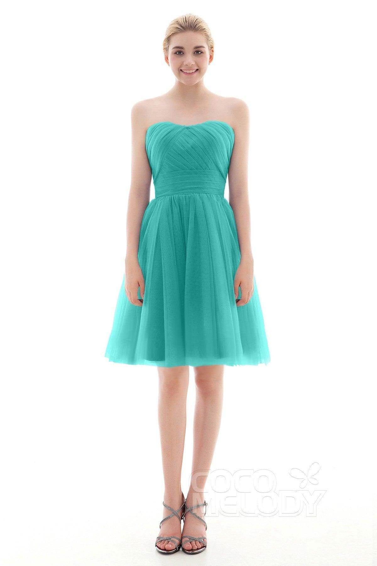 A-Line Short-Mini Tulle Bridesmaid Dress COLM16001 - COCOMELODY
