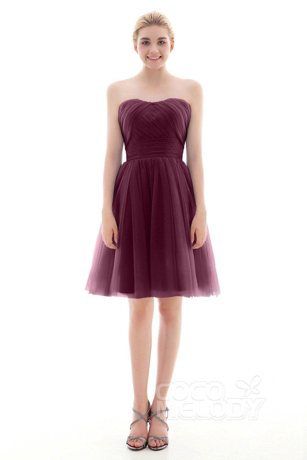 A-Line Short-Mini Tulle Bridesmaid Dress COLM16001 - COCOMELODY