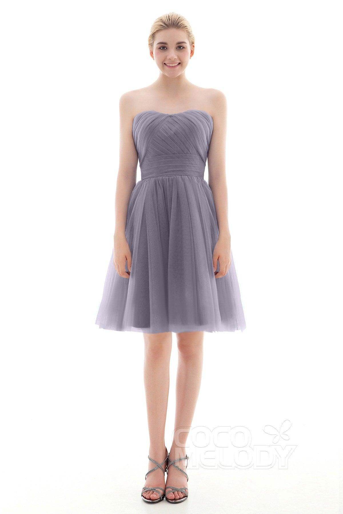 A-Line Short-Mini Tulle Bridesmaid Dress COLM16001 - COCOMELODY