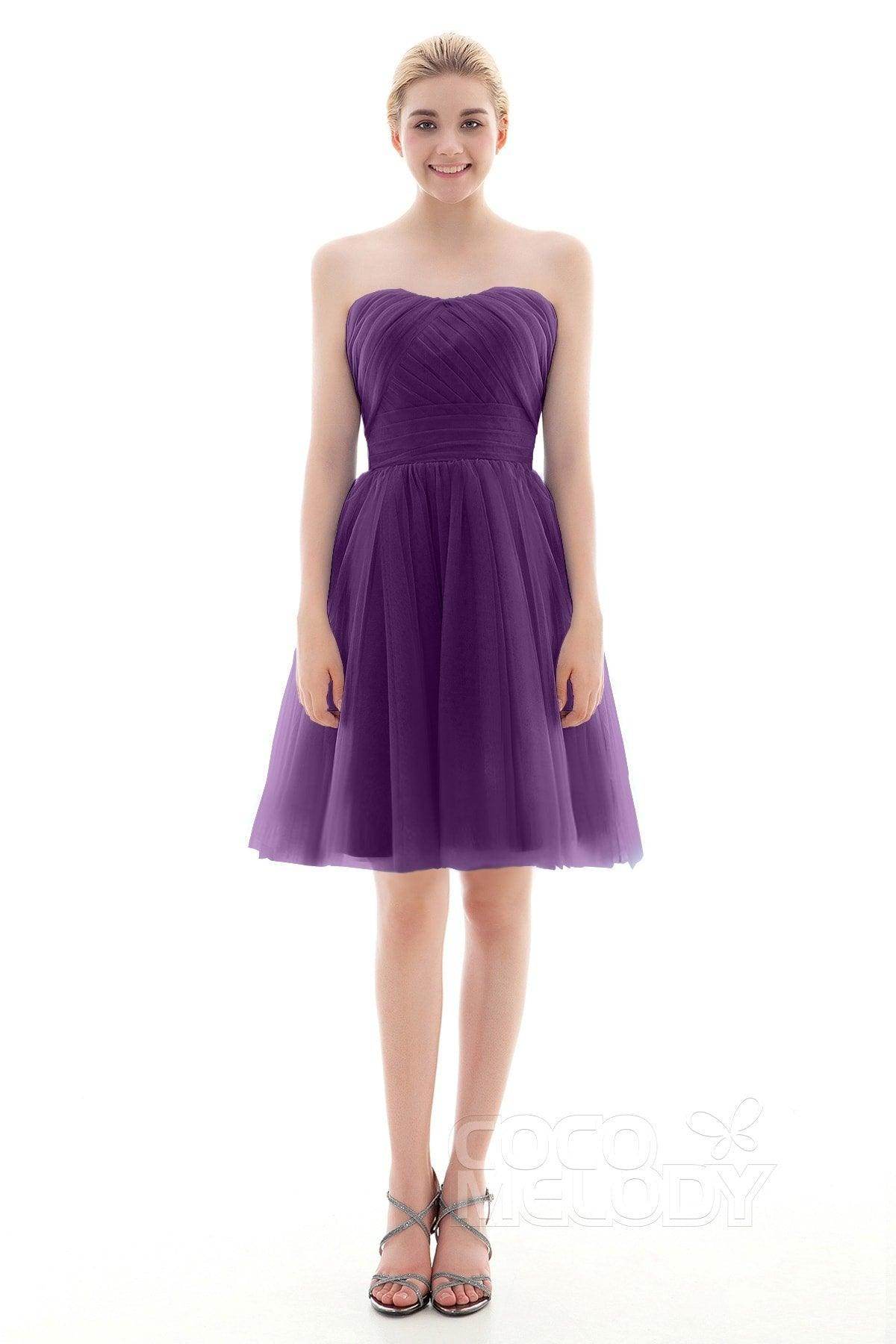 A-Line Short-Mini Tulle Bridesmaid Dress COLM16001 - COCOMELODY