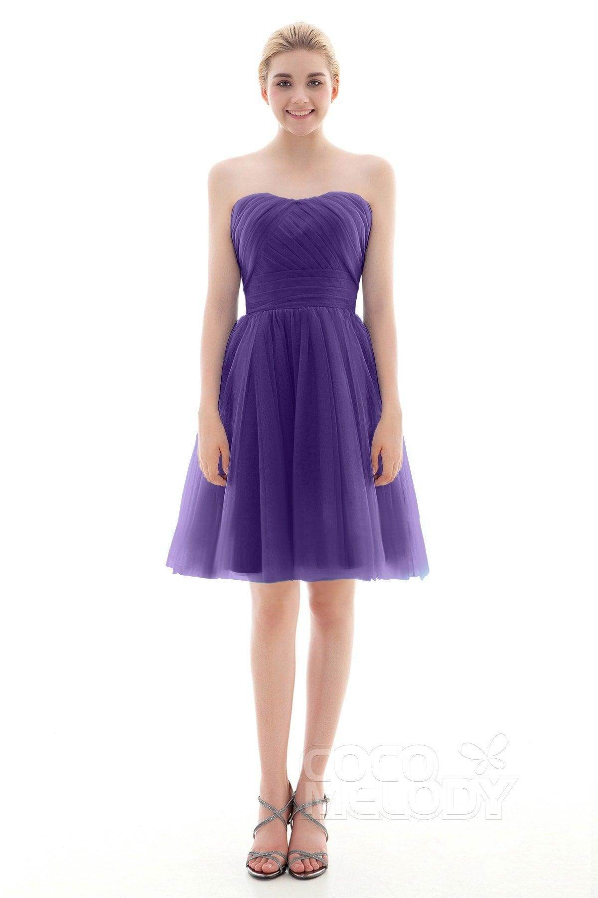 A-Line Short-Mini Tulle Bridesmaid Dress COLM16001 - COCOMELODY