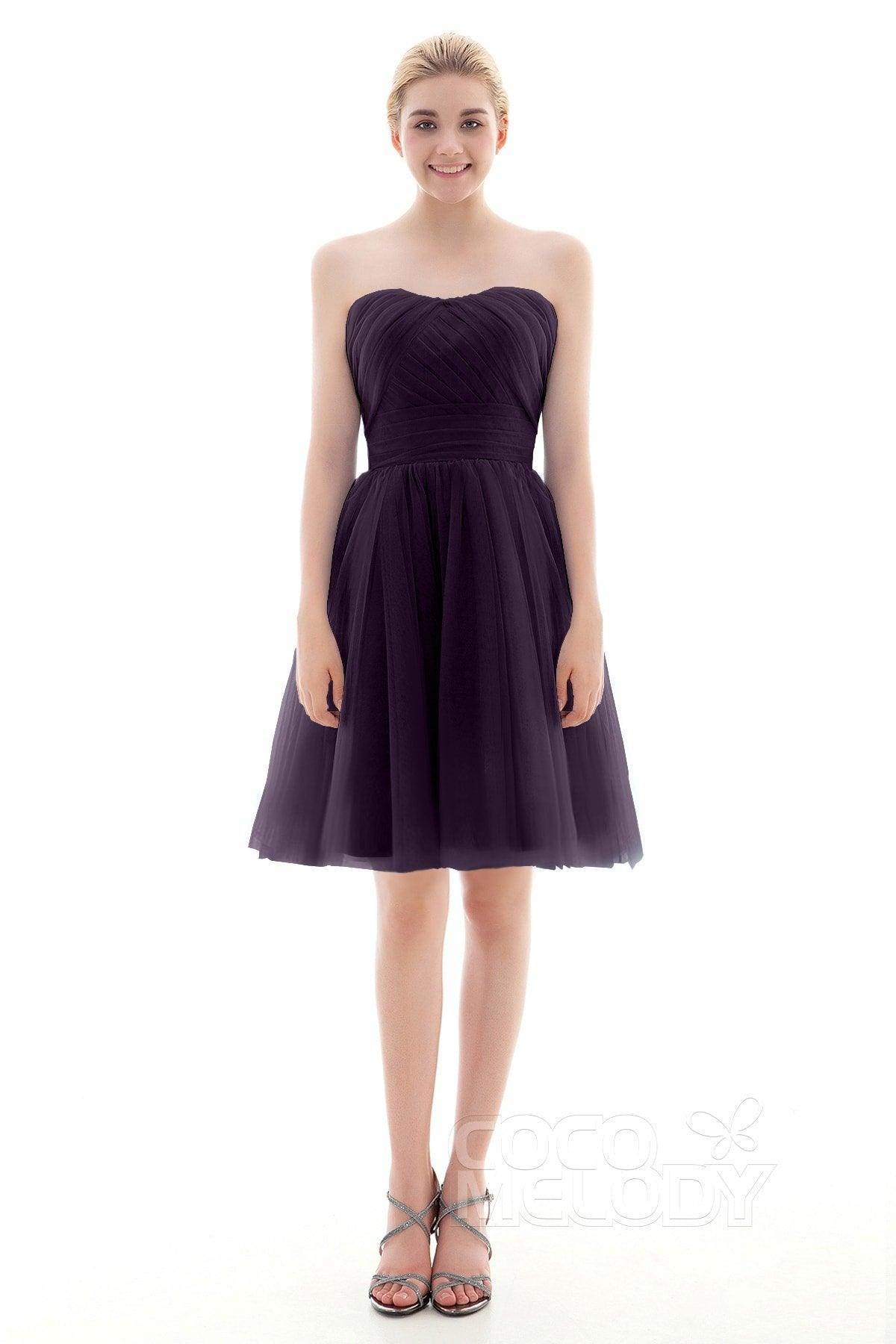 A-Line Short-Mini Tulle Bridesmaid Dress COLM16001 - COCOMELODY