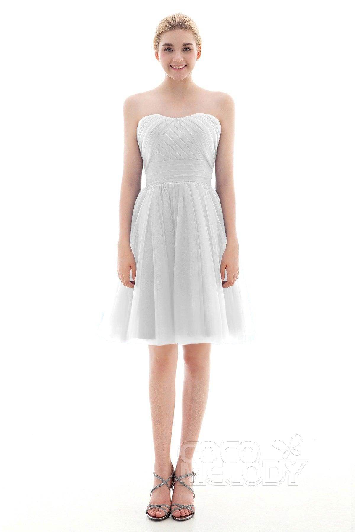 A-Line Short-Mini Tulle Bridesmaid Dress COLM16001 - COCOMELODY