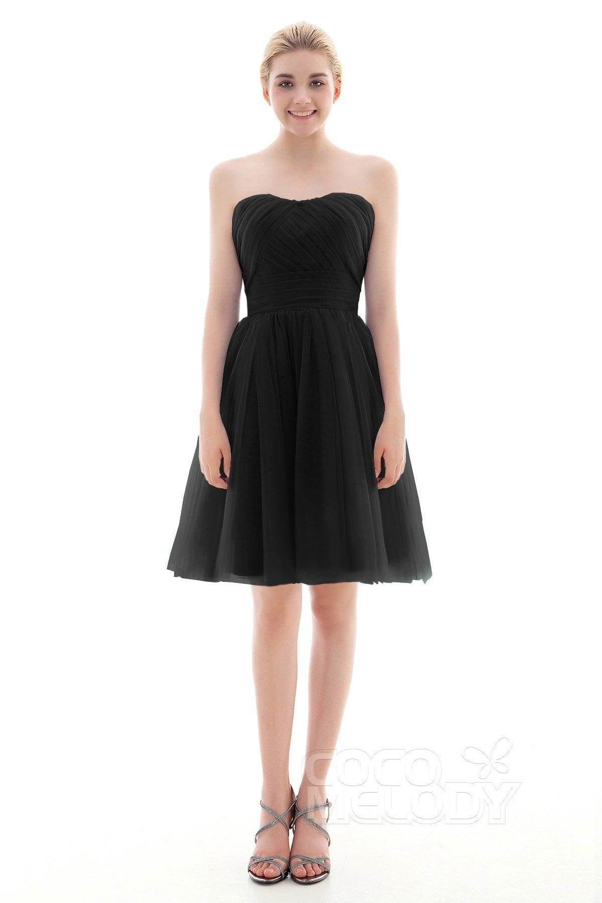 A-Line Short-Mini Tulle Bridesmaid Dress COLM16001 - COCOMELODY