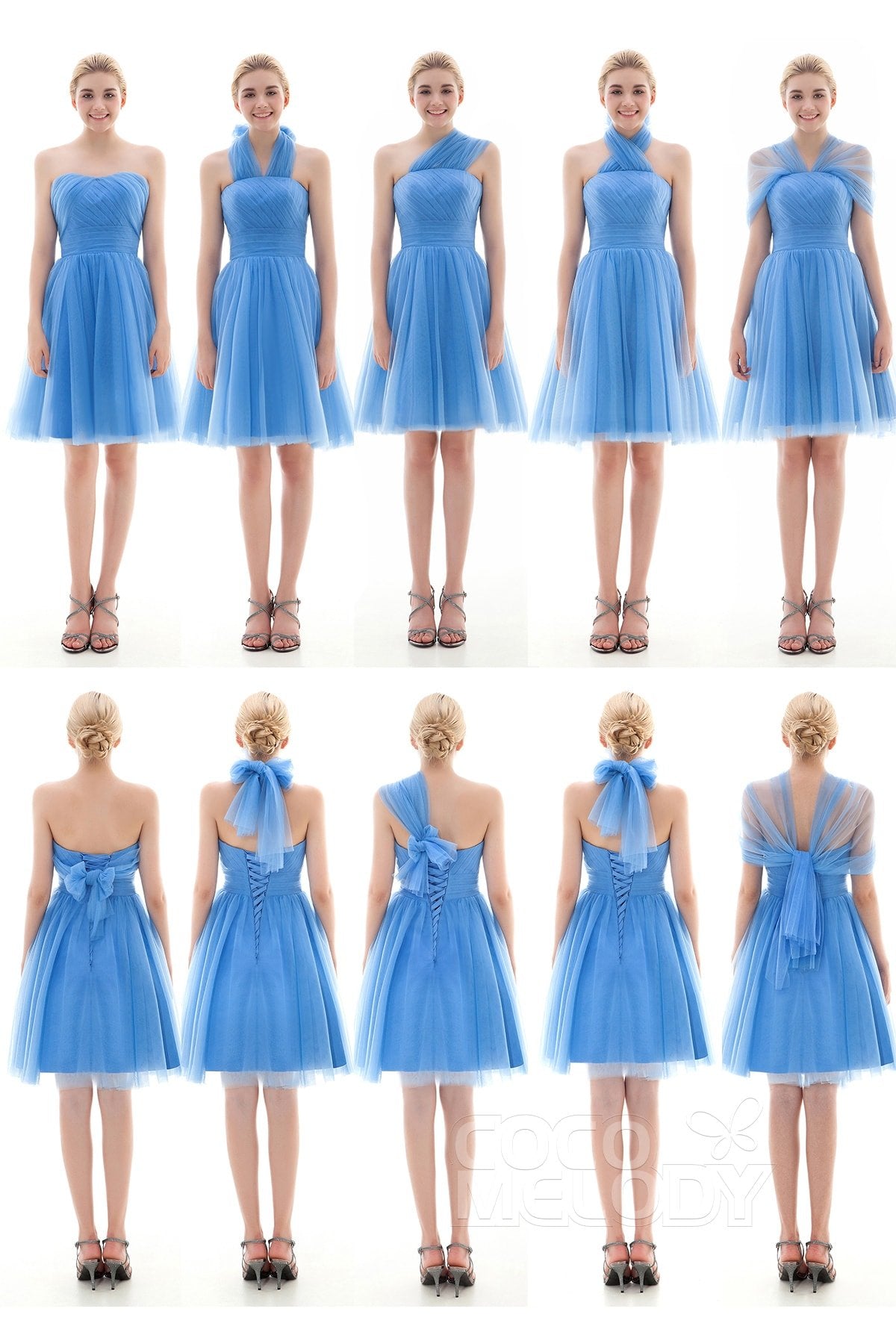 A-Line Short-Mini Tulle Bridesmaid Dress COLM16001