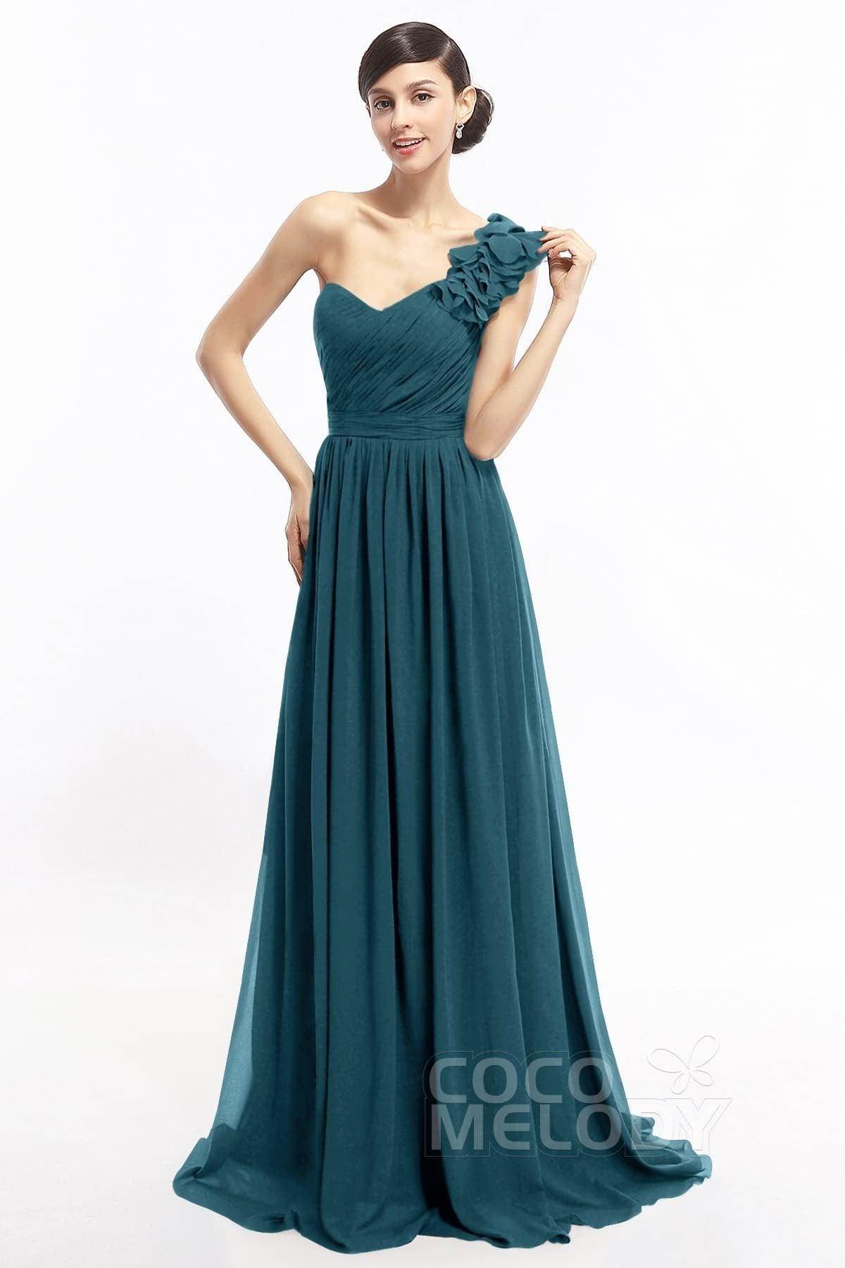 Sheath Sweep-Brush Train Chiffon Evening Dresses COLT14007 - COCOMELODY
