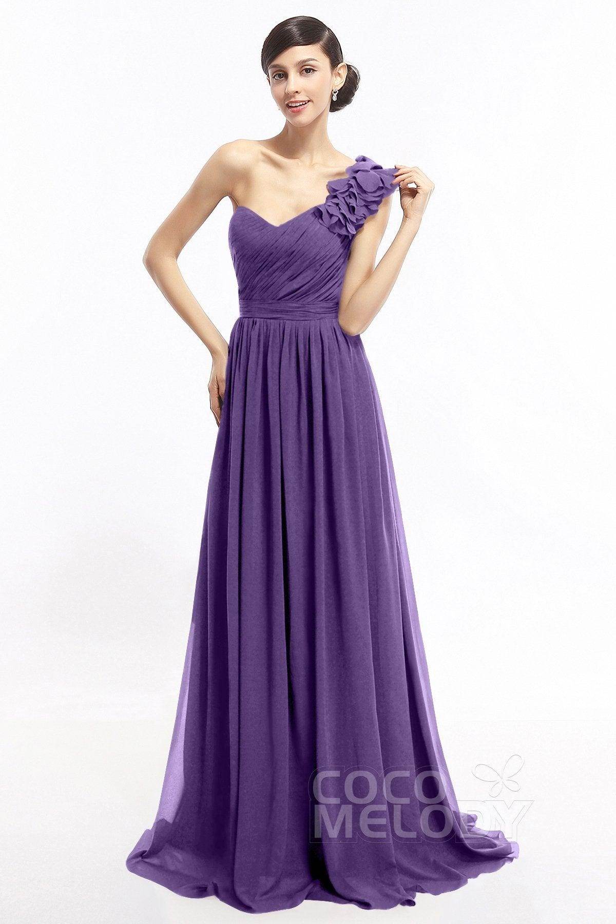 Sheath Sweep-Brush Train Chiffon Evening Dresses COLT14007 - COCOMELODY