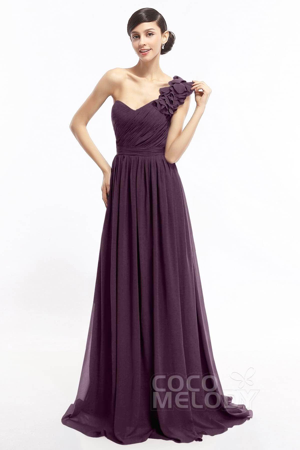 Sheath Sweep-Brush Train Chiffon Evening Dresses COLT14007 - COCOMELODY