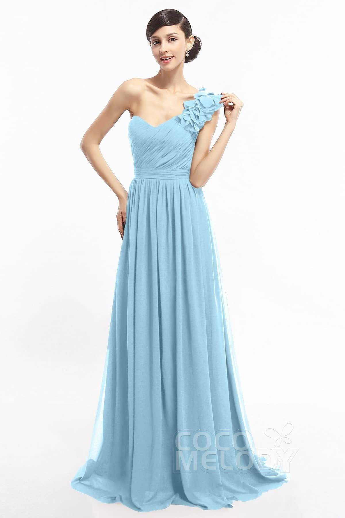 Sheath Sweep-Brush Train Chiffon Evening Dresses COLT14007 - COCOMELODY