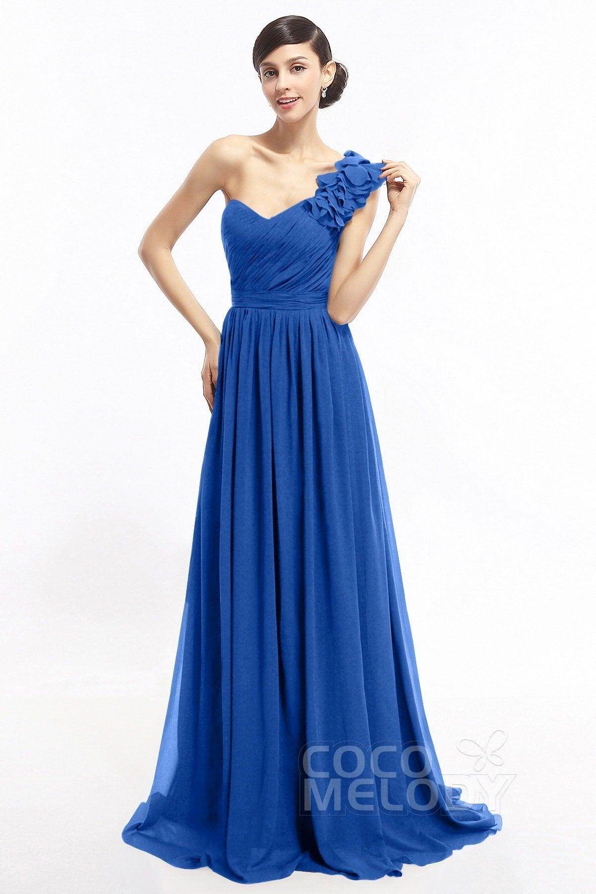 Sheath Sweep-Brush Train Chiffon Evening Dresses COLT14007 - COCOMELODY