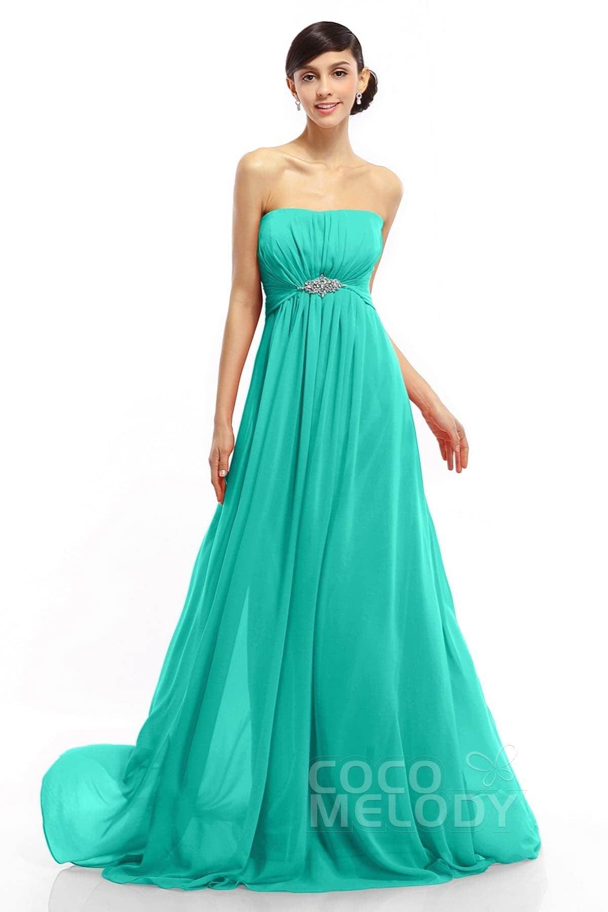 A-Line Sweep-Brush Train Chiffon Dresses COLT14008 - COCOMELODY