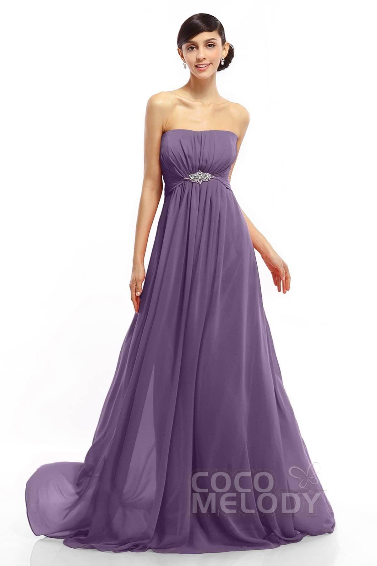 A-Line Sweep-Brush Train Chiffon Dresses COLT14008 - COCOMELODY
