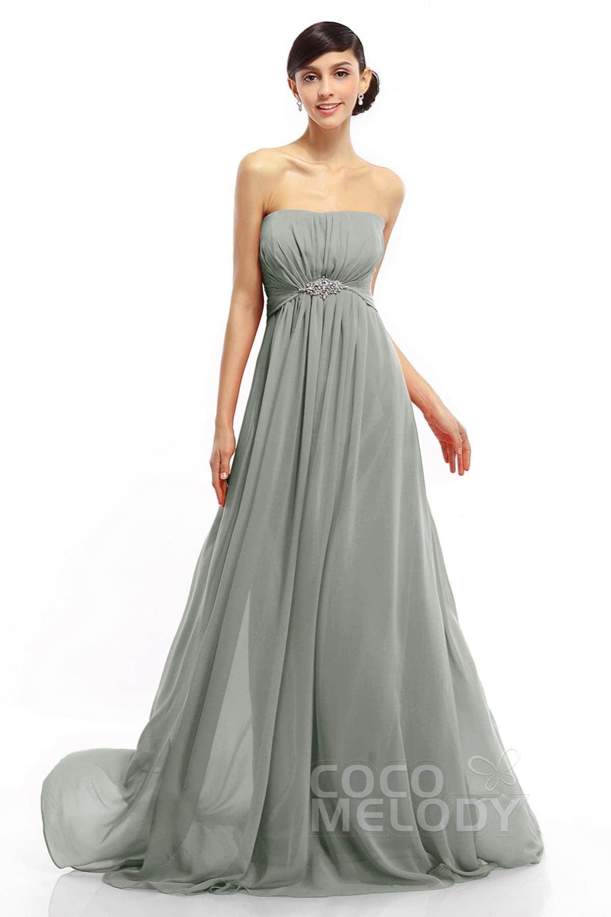 A-Line Sweep-Brush Train Chiffon Dresses COLT14008 - COCOMELODY