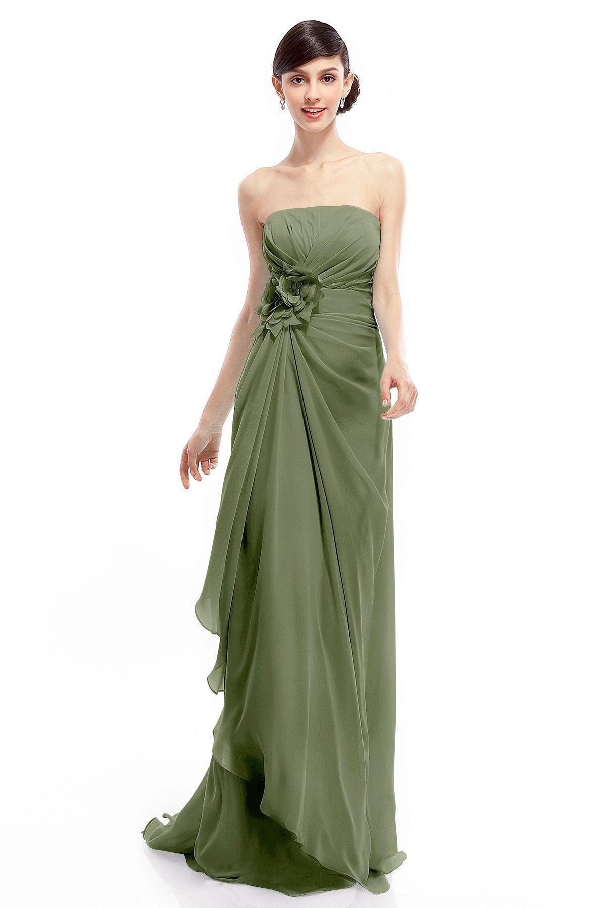 COCOMELODY Sheath Sweep Train Chiffon Bridesmaid Dresses COLT1400B 