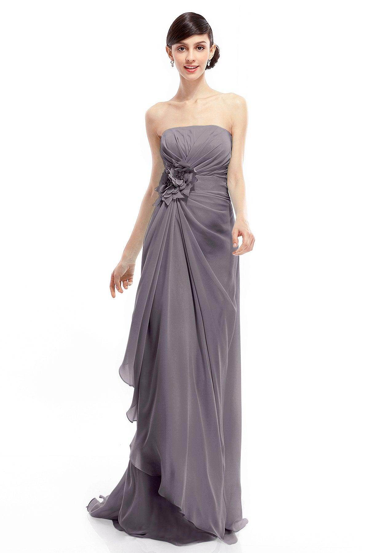 Sheath Sweep Train Chiffon Bridesmaid Dresses COLT1400B - COCOMELODY