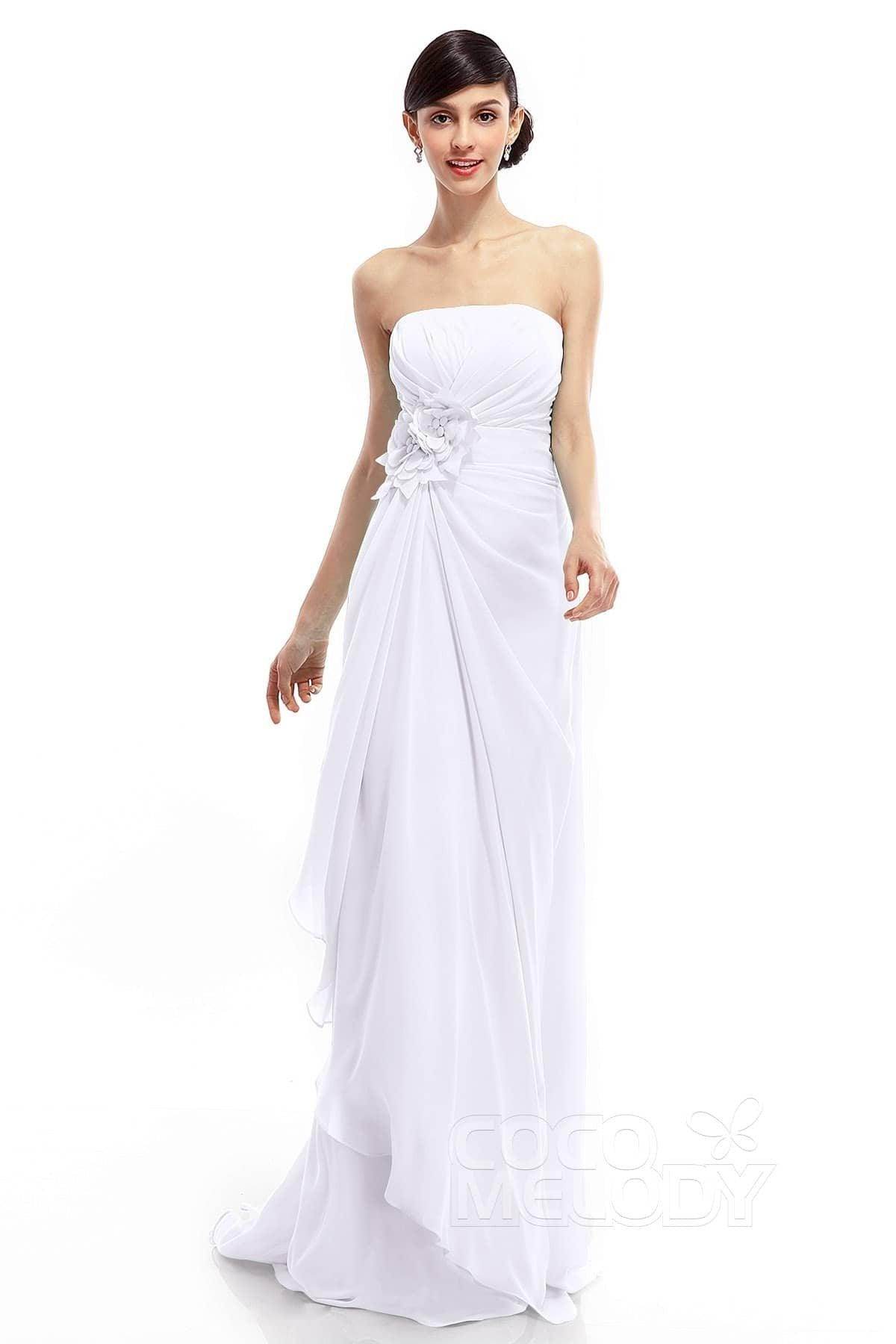 Sheath Sweep Train Chiffon Bridesmaid Dresses COLT1400B - COCOMELODY