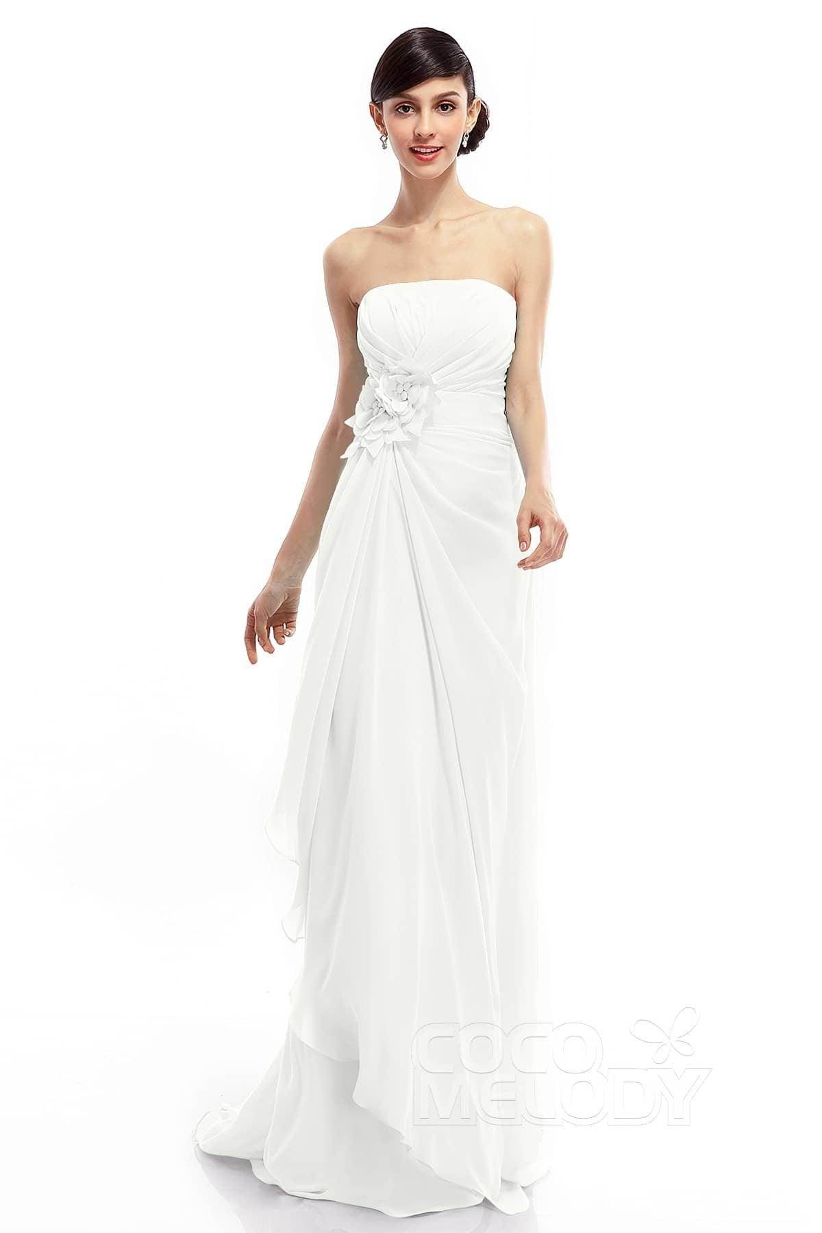 Sheath Sweep Train Chiffon Bridesmaid Dresses COLT1400B - COCOMELODY